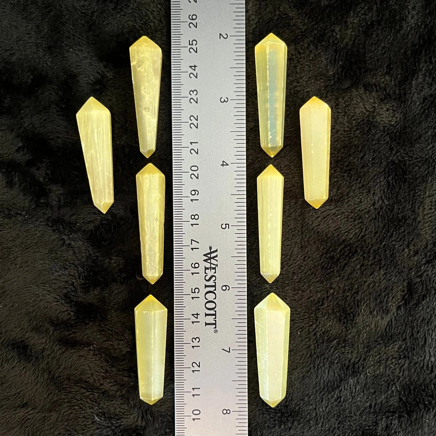Yellow Aura Selenite Crystal Point (Approx. 1 1/2” - 1 3/4”) 1517 Shop Wholesale Crystals