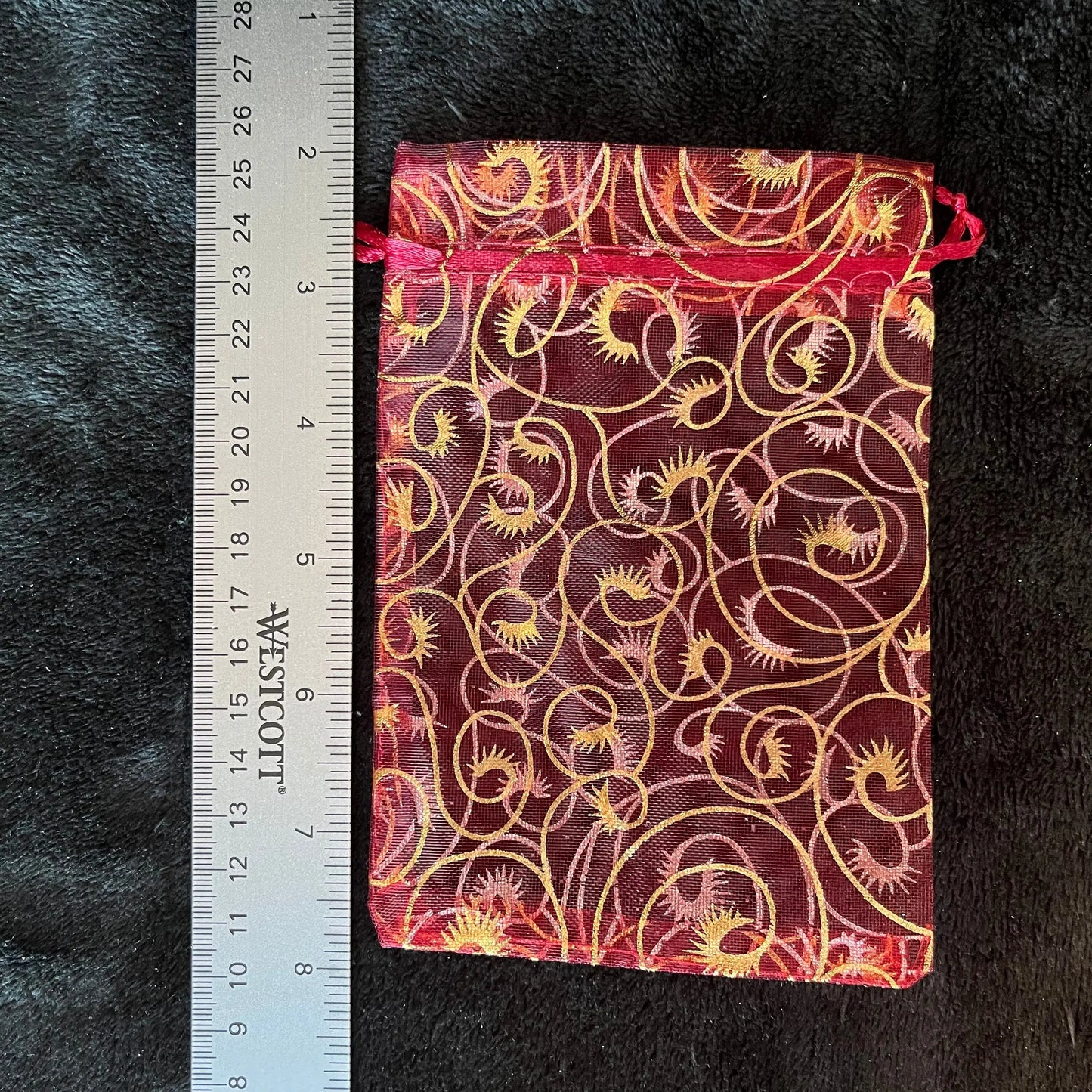 Burgundy Metallic Swirl Organza Bag (Approx. 4” X 6”) BAG-0182 Shop Wholesale Crystals