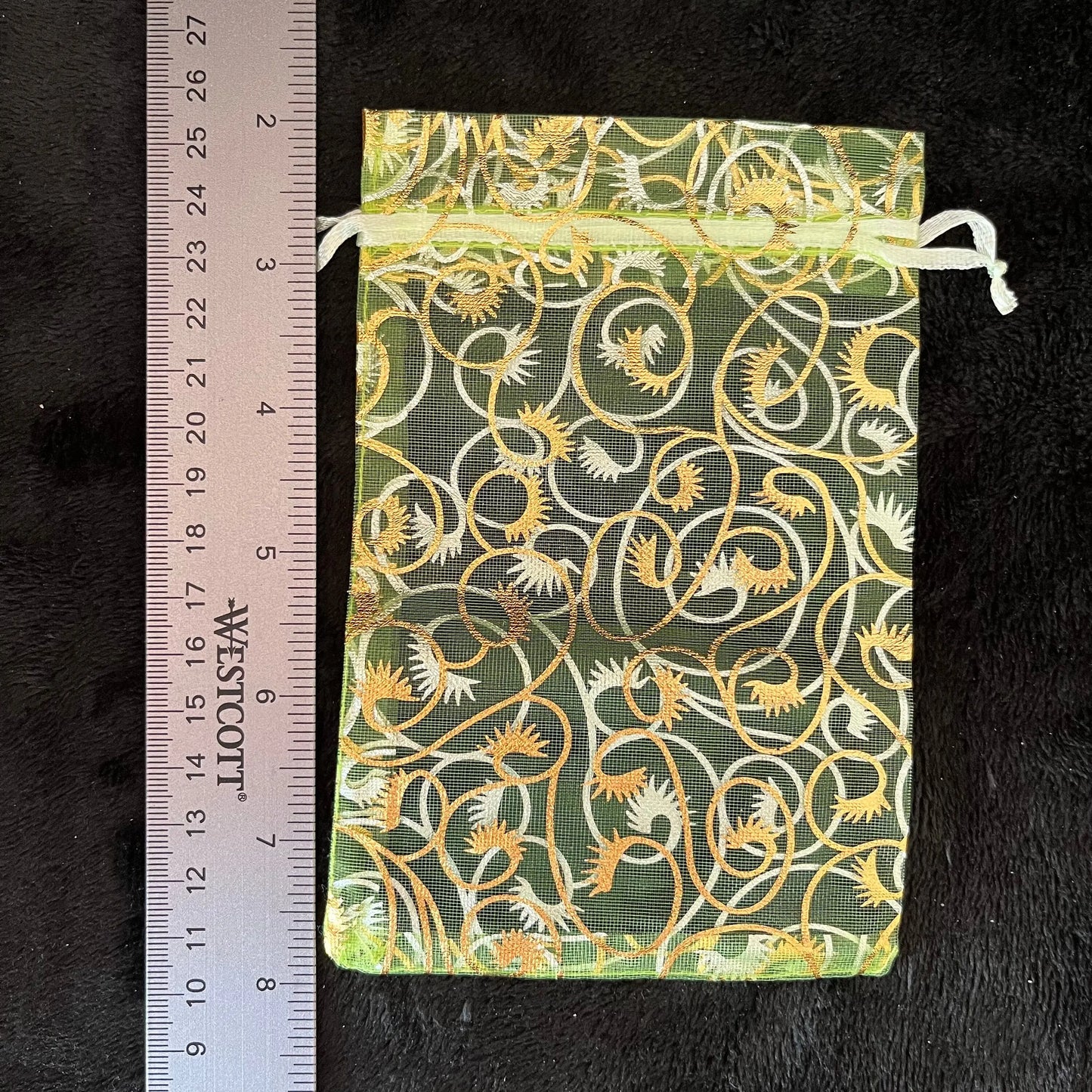 Light Green Metallic Swirl Organza Bag (Approx. 4” X 6”) BAG-0180 Shop Wholesale Crystals