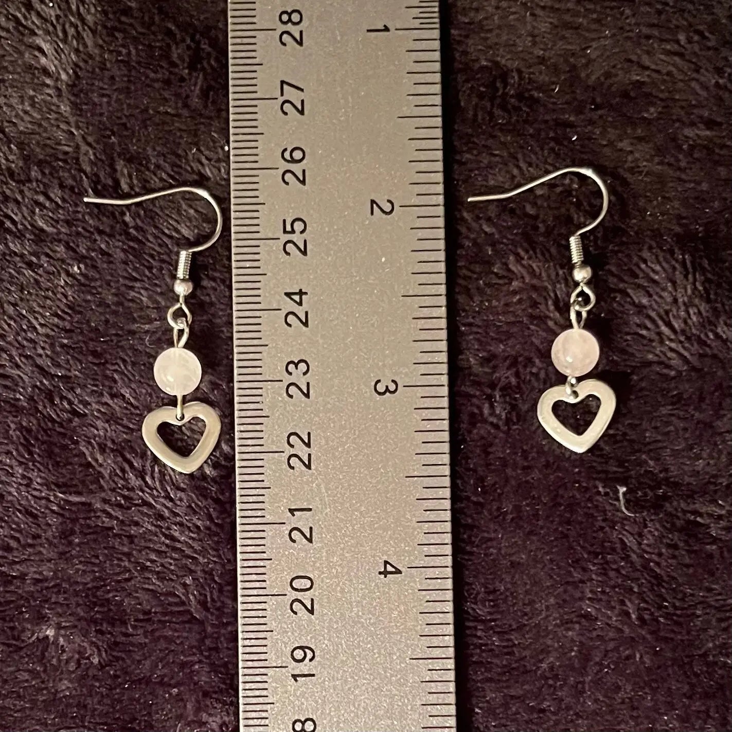 Rose Quartz Heart Earrings EAR-0038 Shop Wholesale Crystals