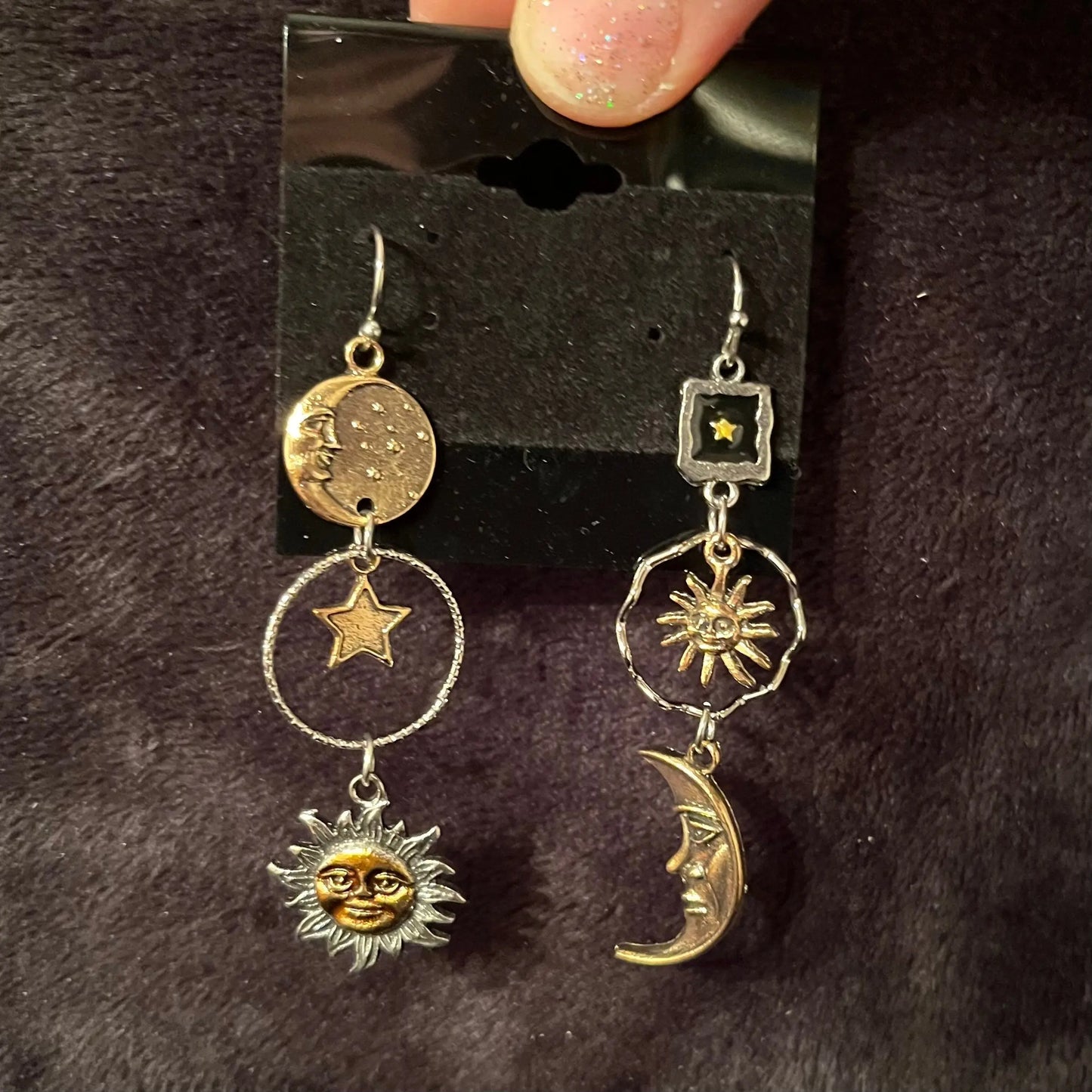 Sun Moon and Stars Earrings EAR-0037 Shop Wholesale Crystals