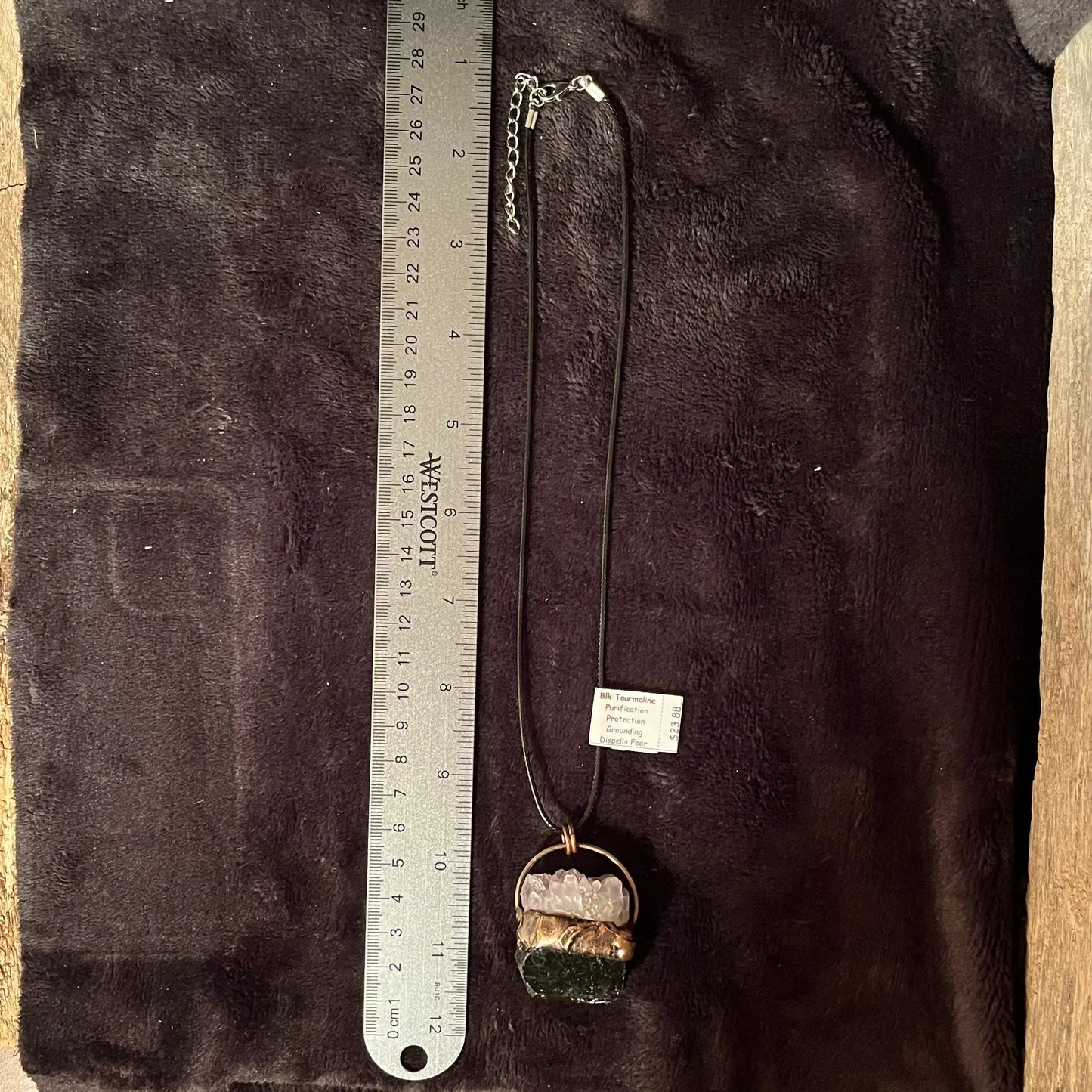 Black Tourmaline and Amethyst pendant Necklace NCK-2816 Shop Wholesale Crystals