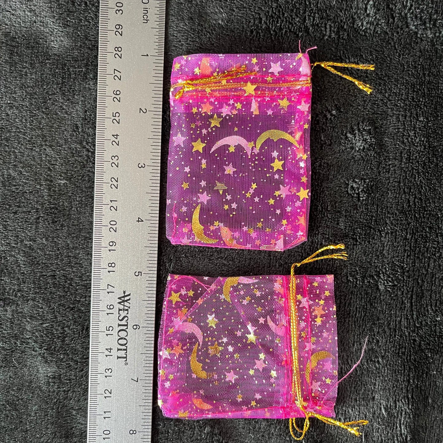 Violet Sun, Moon, and Stars Organza Drawstring Bag (Approx. 2 1/4” - 3 1/2”) BAG-0201 Shop Wholesale Crystals
