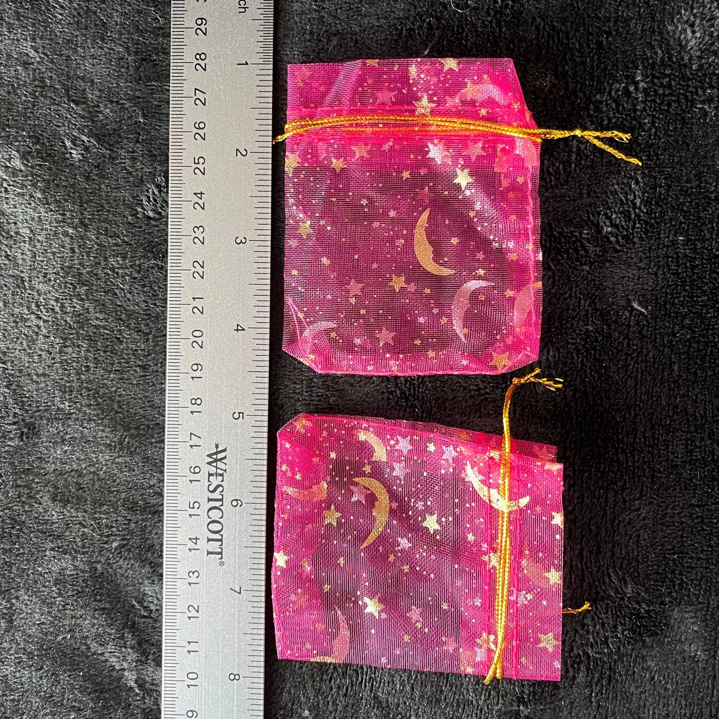 Hot Pink Sun, Moon, and Stars Organza Drawstring Bag (Approx. 2 1/4” - 3 1/2”) BAG-0202 Shop Wholesale Crystals
