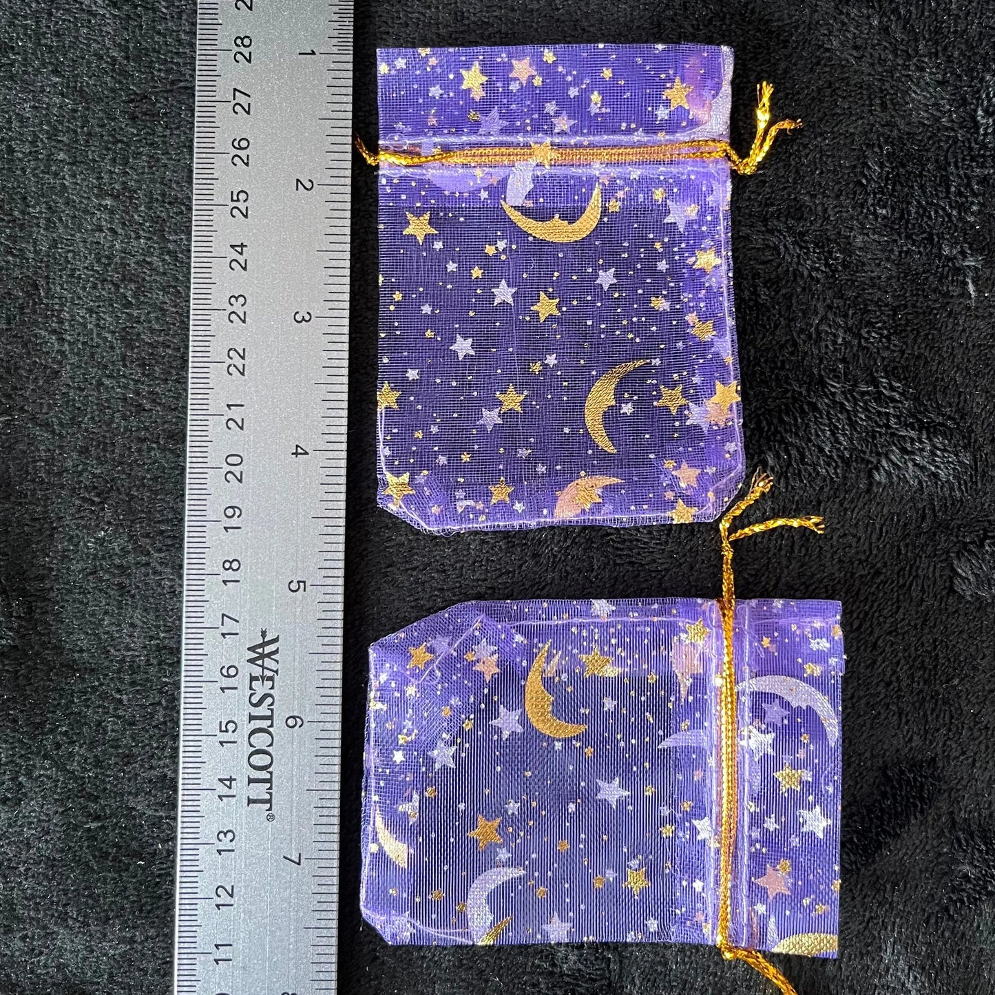Lavendar Sun, Moon, and Stars Organza Drawstring Bag (Approx. 2 1/4” - 3 1/2”) BAG-0189 Shop Wholesale Crystals
