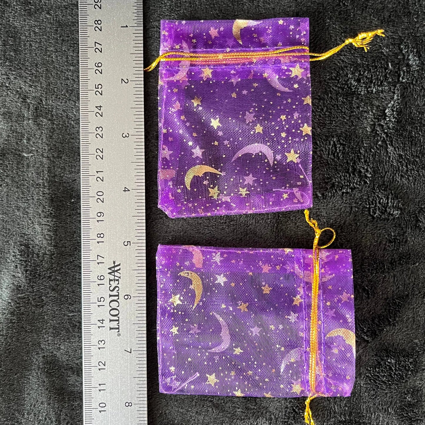 Plum Purple Sun, Moon, and Stars Organza Drawstring Bag (Approx. 2 1/4” - 3 1/2”) BAG-0184 Shop Wholesale Crystals