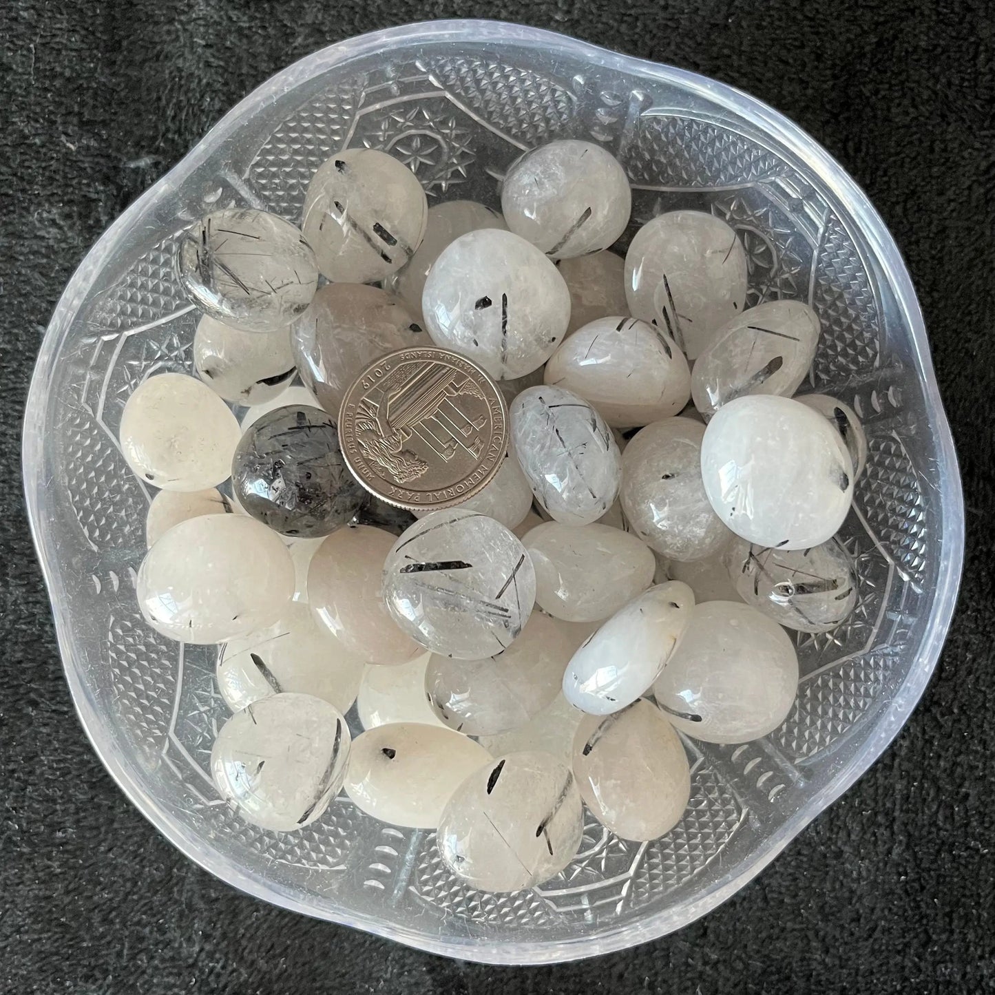 Tourmalinated Quartz Tumbled Stone (Approx. 5/8” - 7/8”) BIN-1506 Shop Wholesale Crystals