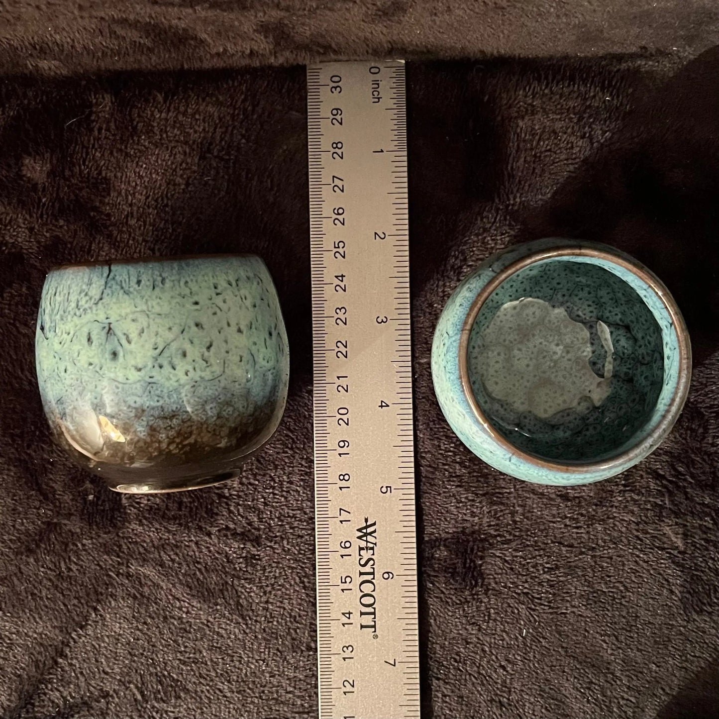 Ceramic Cup, Aqua Blue and Brown (Approx. 2 1/2”W X 2 1/4” T) CUP-9 Shop Wholesale Crystals