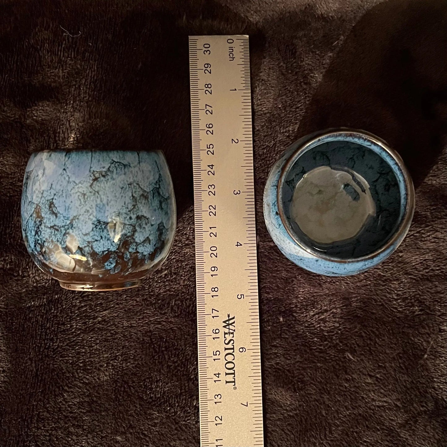 Ceramic Cup, Electric Blue and Brown (Approx. 2 1/2”W X 2 1/4” T) CUP-5 Shop Wholesale Crystals