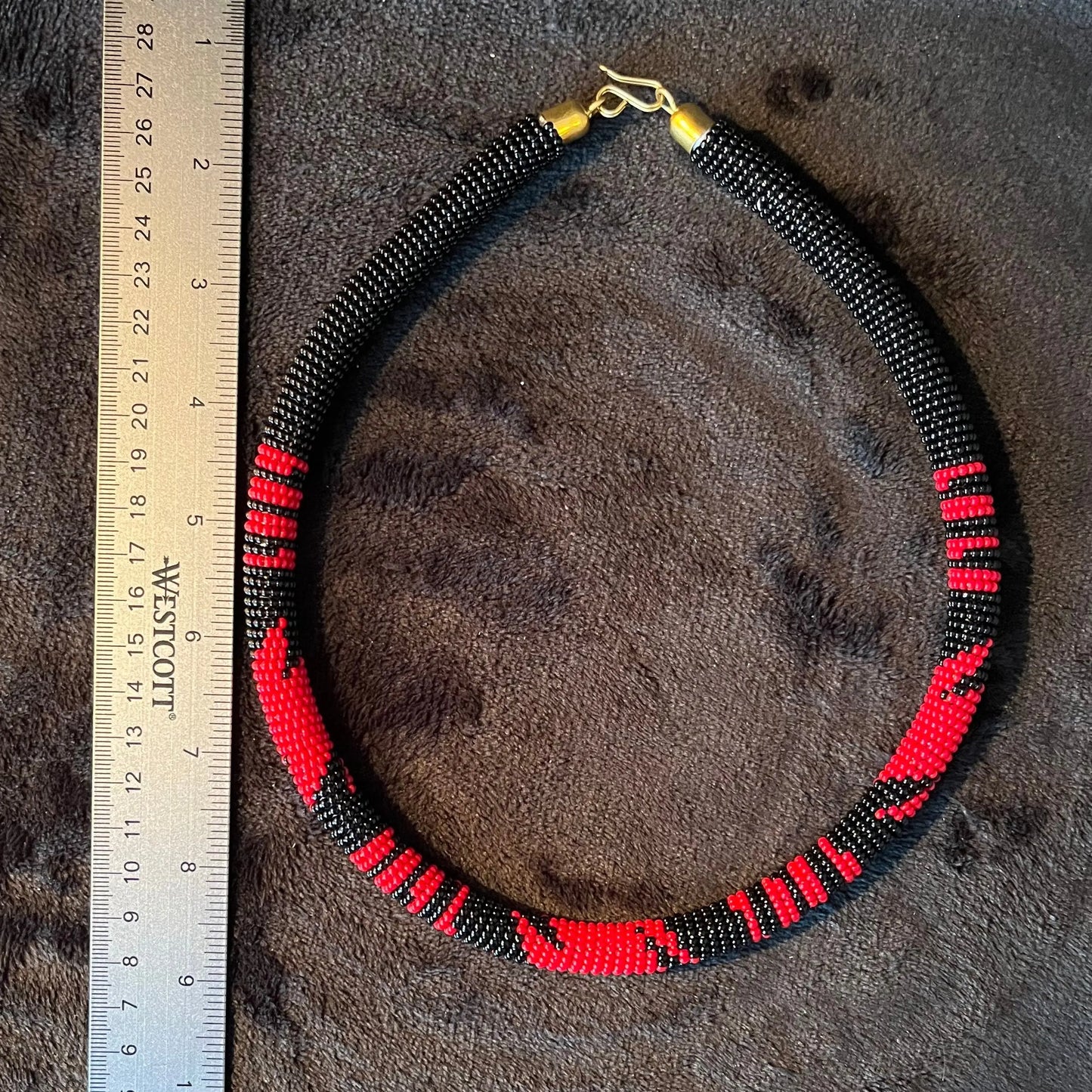 African Maasai Beaded Tribal Choker, Black and Red Tribal NCK-2907 Shop Wholesale Crystals