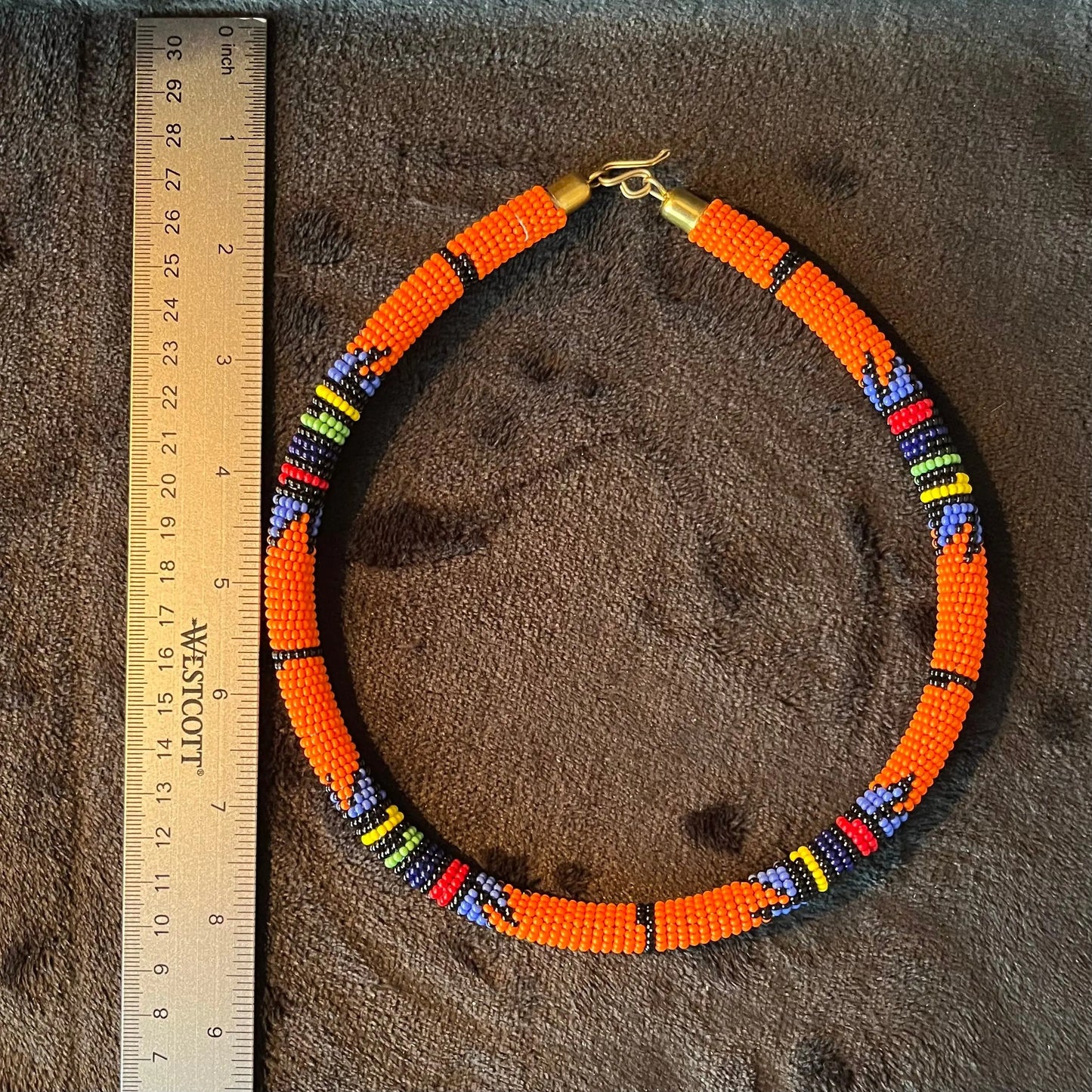 African Maasai Beaded Choker, Orange Tribal NCK-2904 Shop Wholesale Crystals