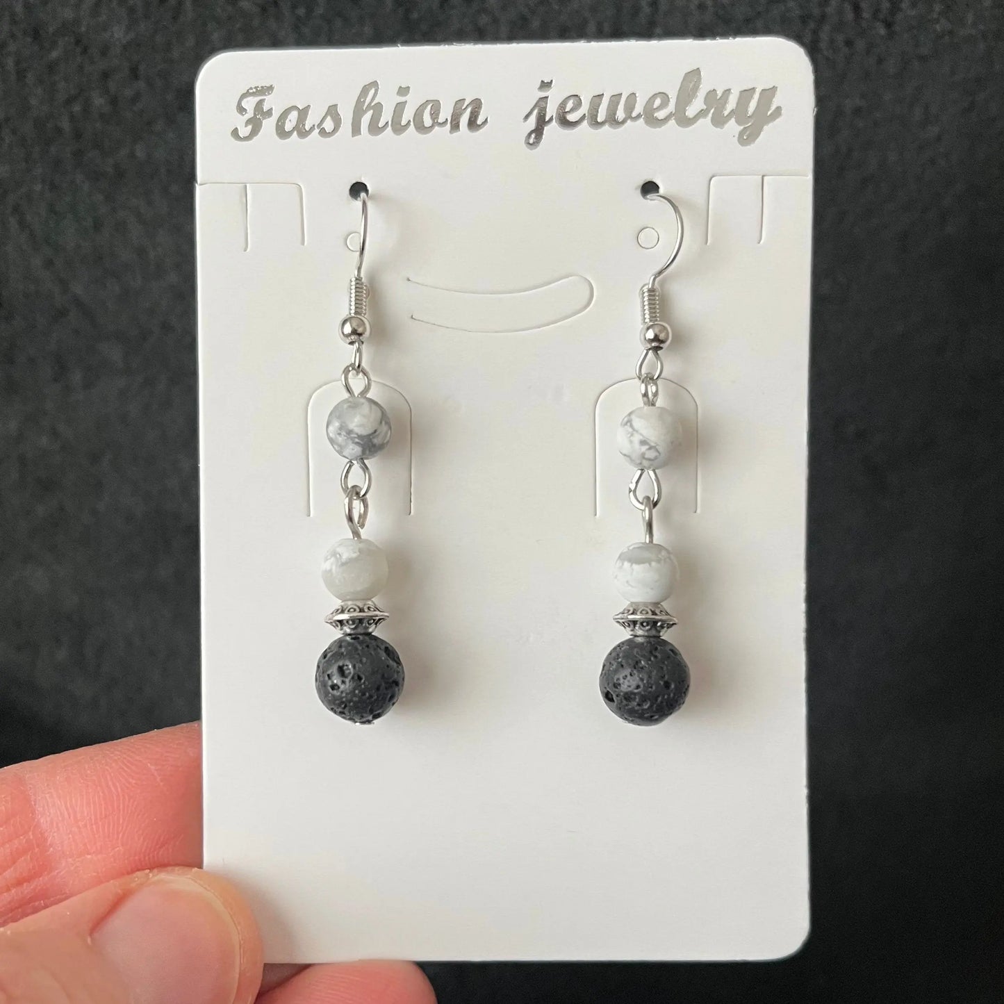 Howlite Lava Dangle Earrings EAR-0006 Shop Wholesale Crystals