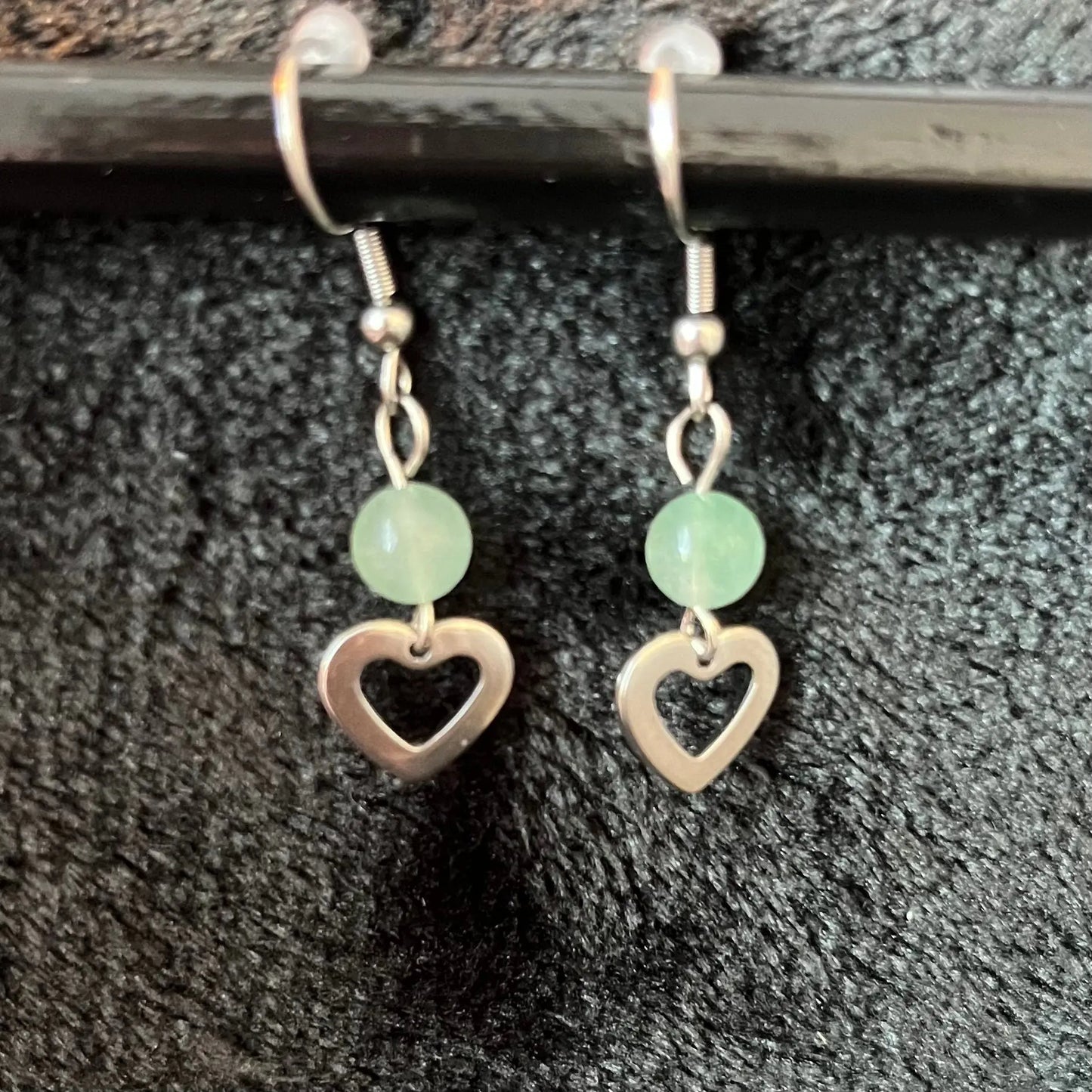 Green Aventurine Heart Earrings EAR-0063 Shop Wholesale Crystals