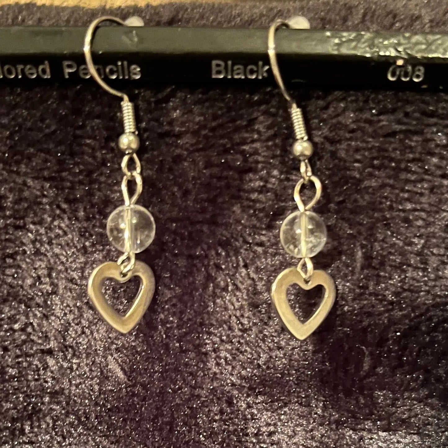 Clear Quartz Heart Dangle Earrings EAR-0045 Shop Wholesale Crystals