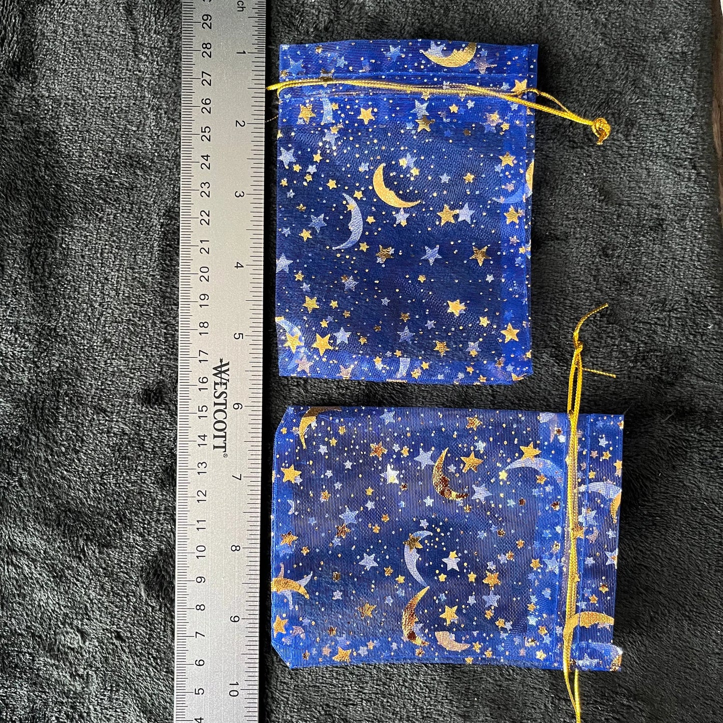 Blue Sun, Moon & Stars Organza Drawstring Bag (Approx. 3 1/2”x 4 3/4”) BAG-0187 Shop Wholesale Crystals