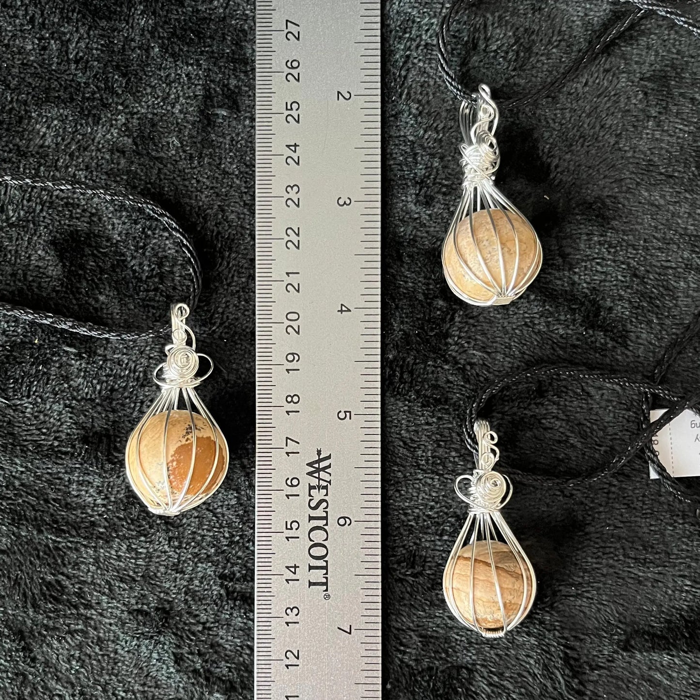 Picture Jasper Sphere Wire Wrapped Necklace NCK-2925 Shop Wholesale Crystals