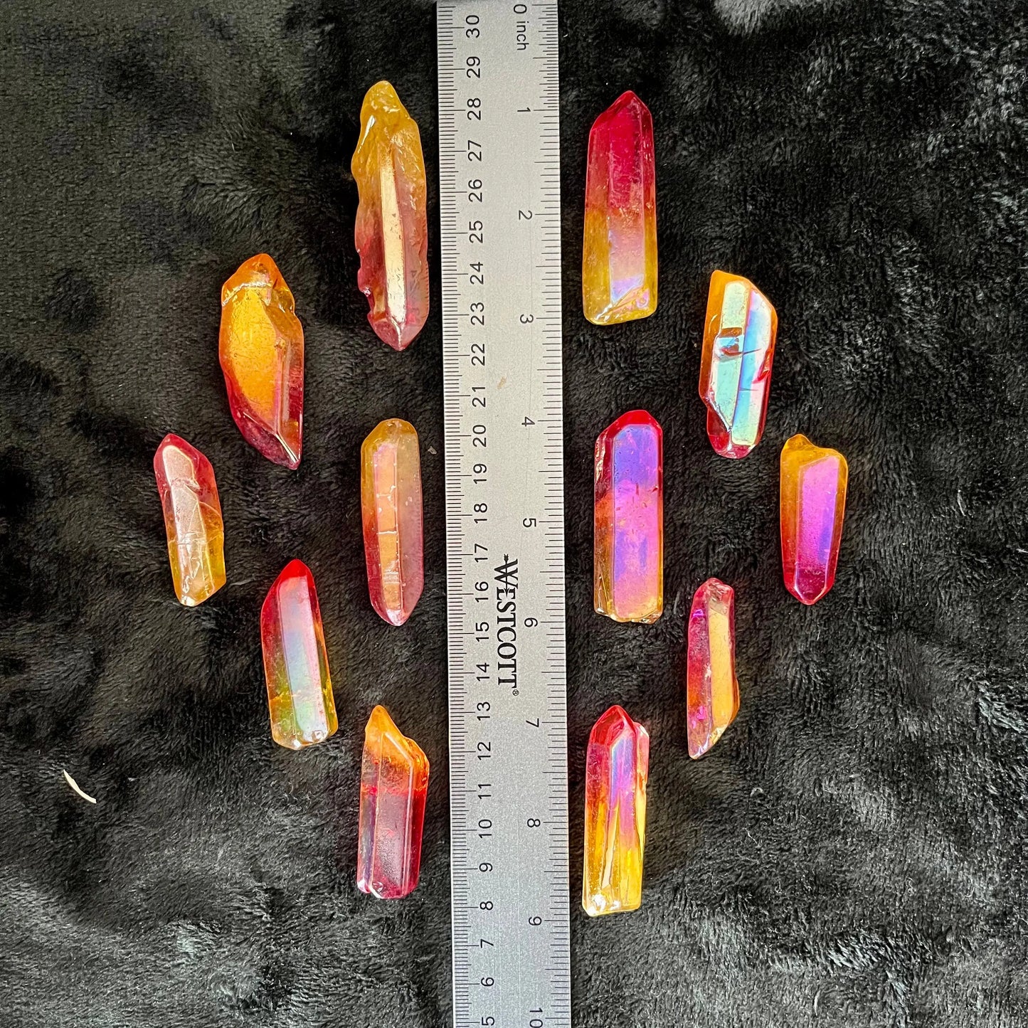 Red and Yellow, Two Tone, Aura Quartz Point (Approx. 1 5/8” - 2 1/4”) 1505 Shop Wholesale Crystals