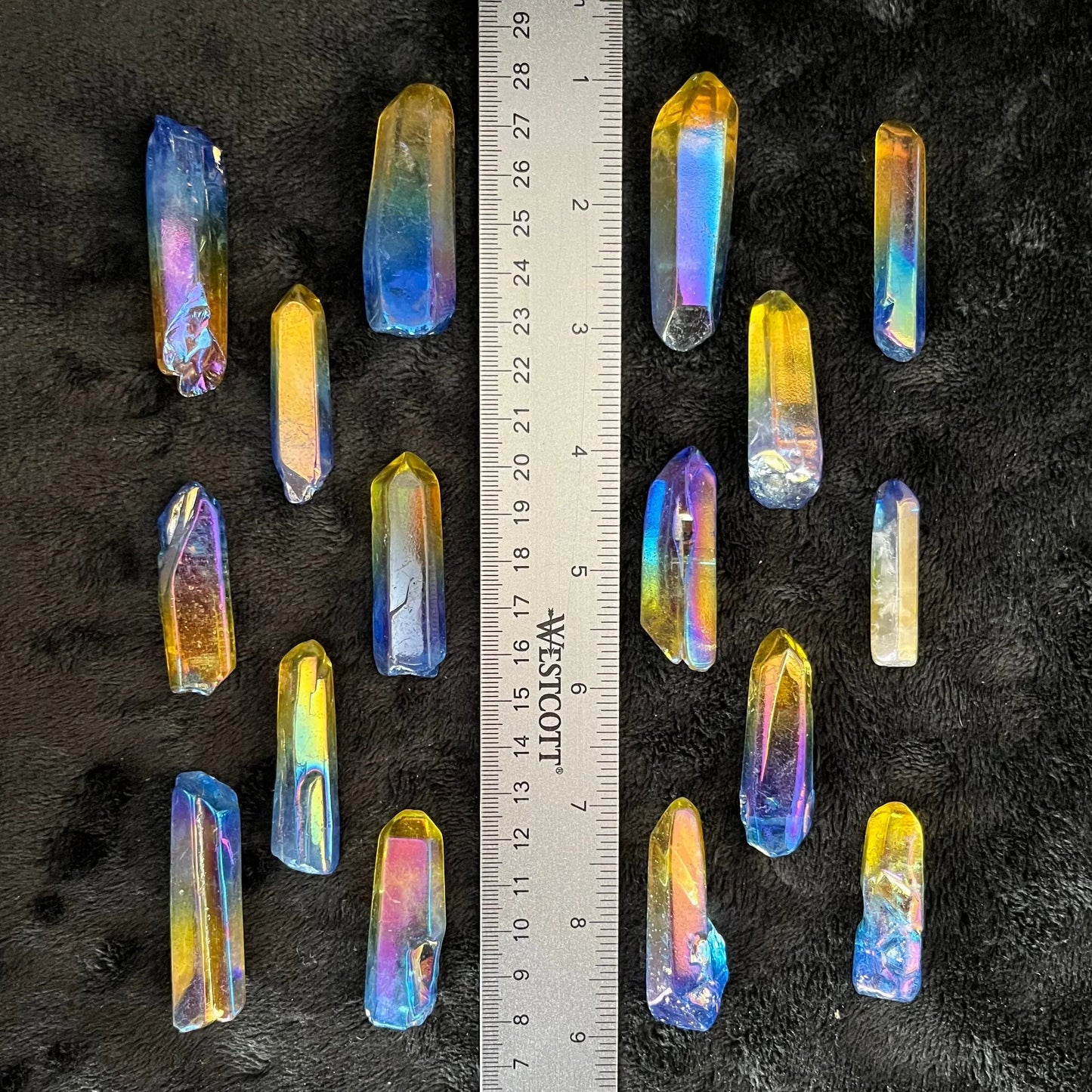 Blue and Yellow, Two Tone, Aura Quartz Point (Approx. 1 5/8” - 2 1/4”) 1506 Shop Wholesale Crystals