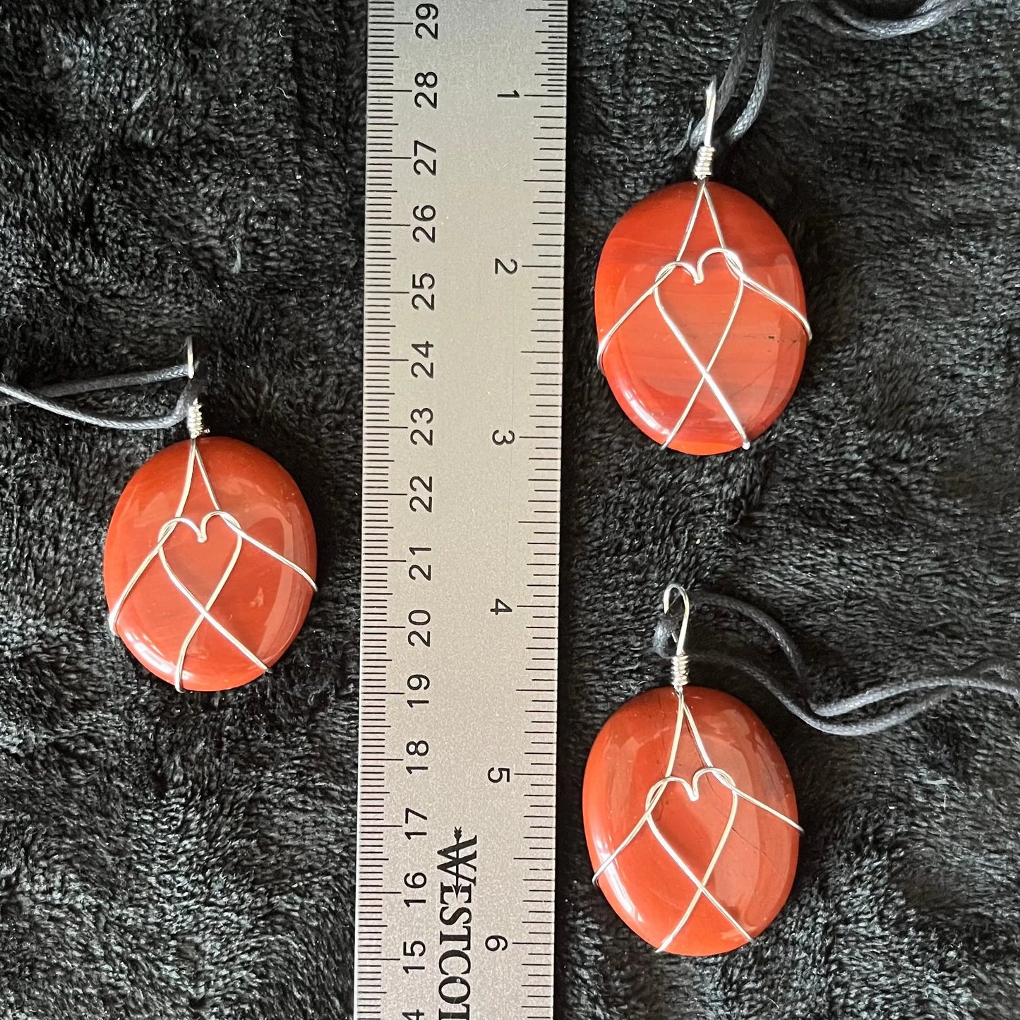 Red Jasper Worry Stone Wire Wrapped Necklace, with Heart NCK-2985 Shop Wholesale Crystals
