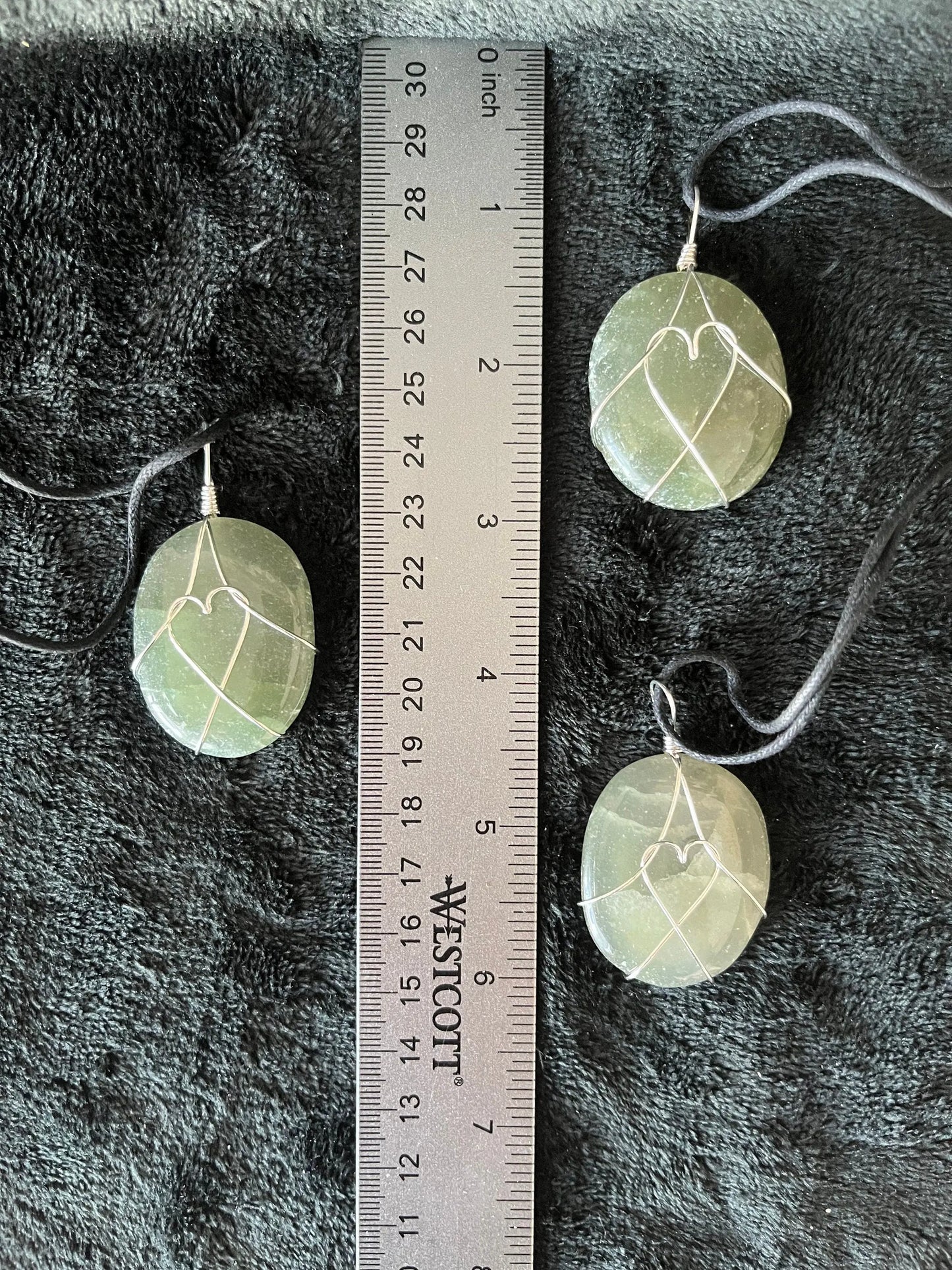 Green Aventurine Worry Stone Wire Wrapped Necklace, with Heart NCK-2983 Shop Wholesale Crystals