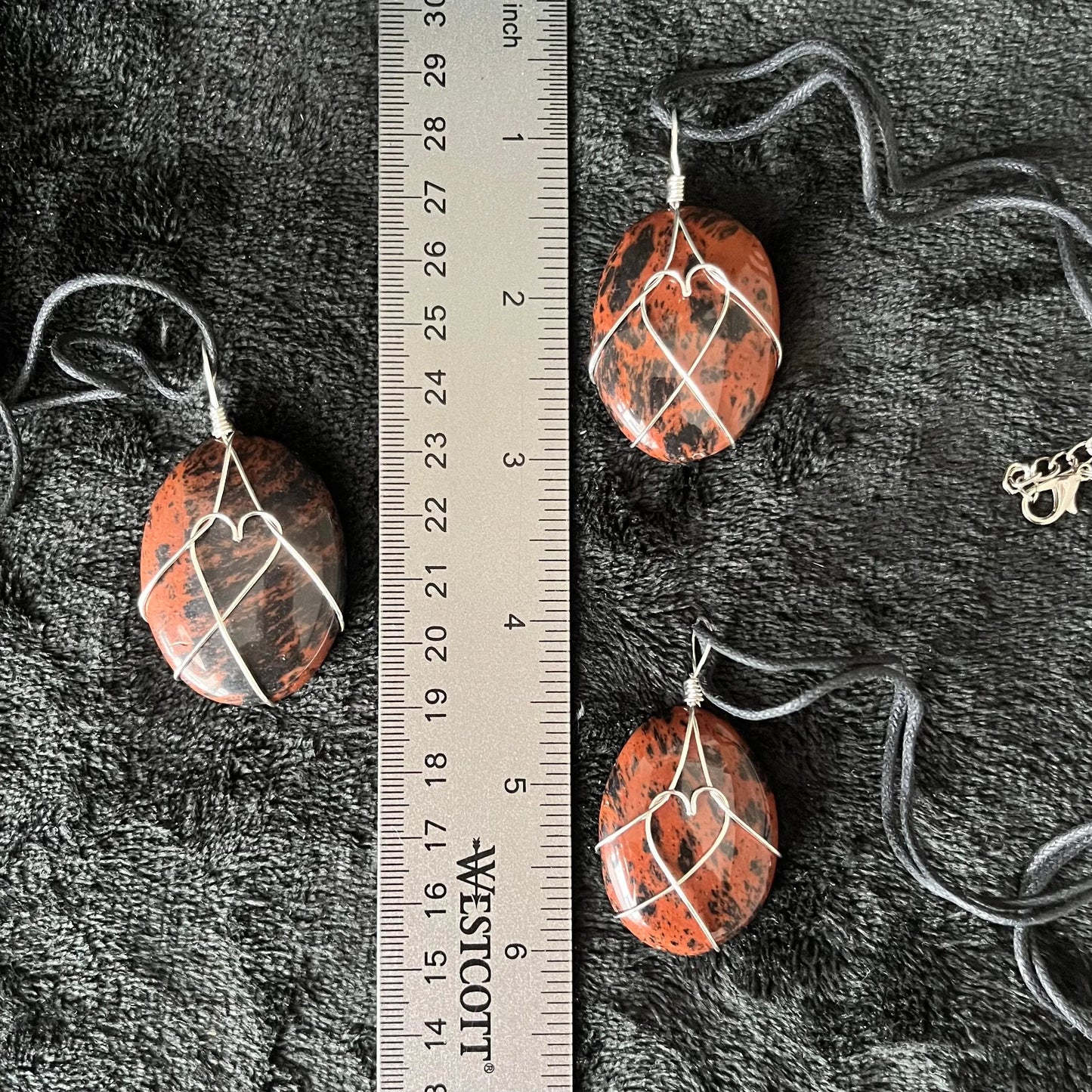 Mahogany Obsidian Worry Stone Wire Wrapped Necklace with Heart NCK-2971 Shop Wholesale Crystals