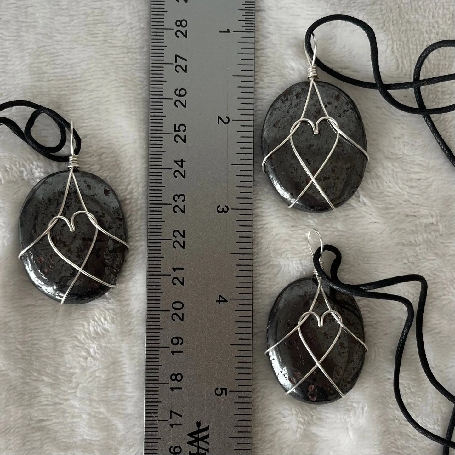 Hematite Worry Stone Wire Wrapped Necklace with Heart NCK-2979 Shop Wholesale Crystals