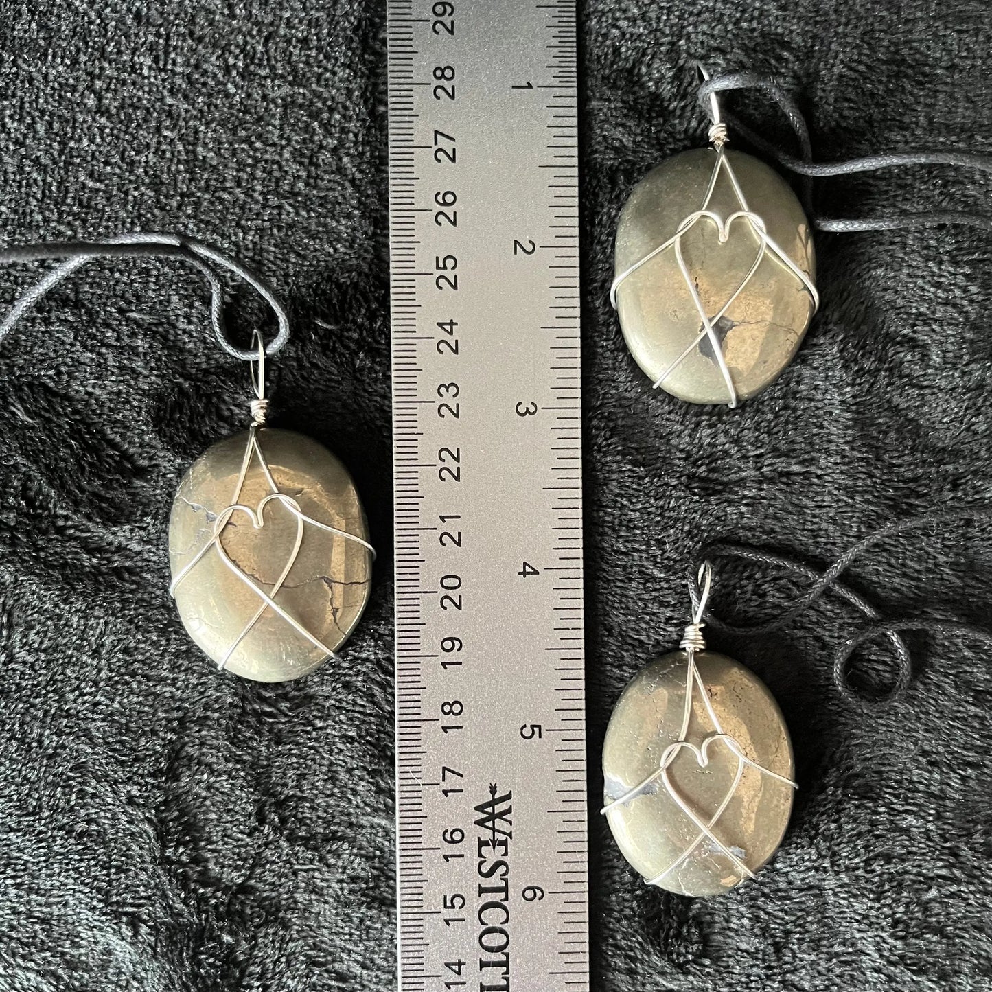 Pyrite Worry Stone Wire Wrapped Necklace with Heart NCK-2958 Shop Wholesale Crystals