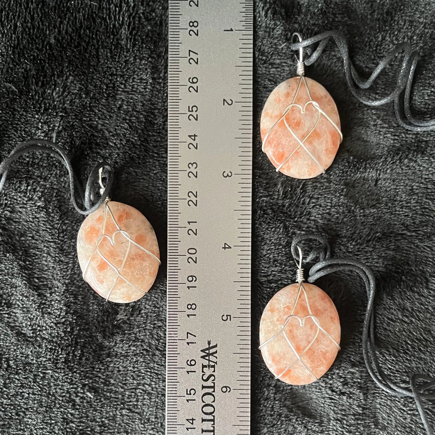 Sunstone Worry Stone Wire Wrapped Necklace with Heart NCK-2959 Shop Wholesale Crystals