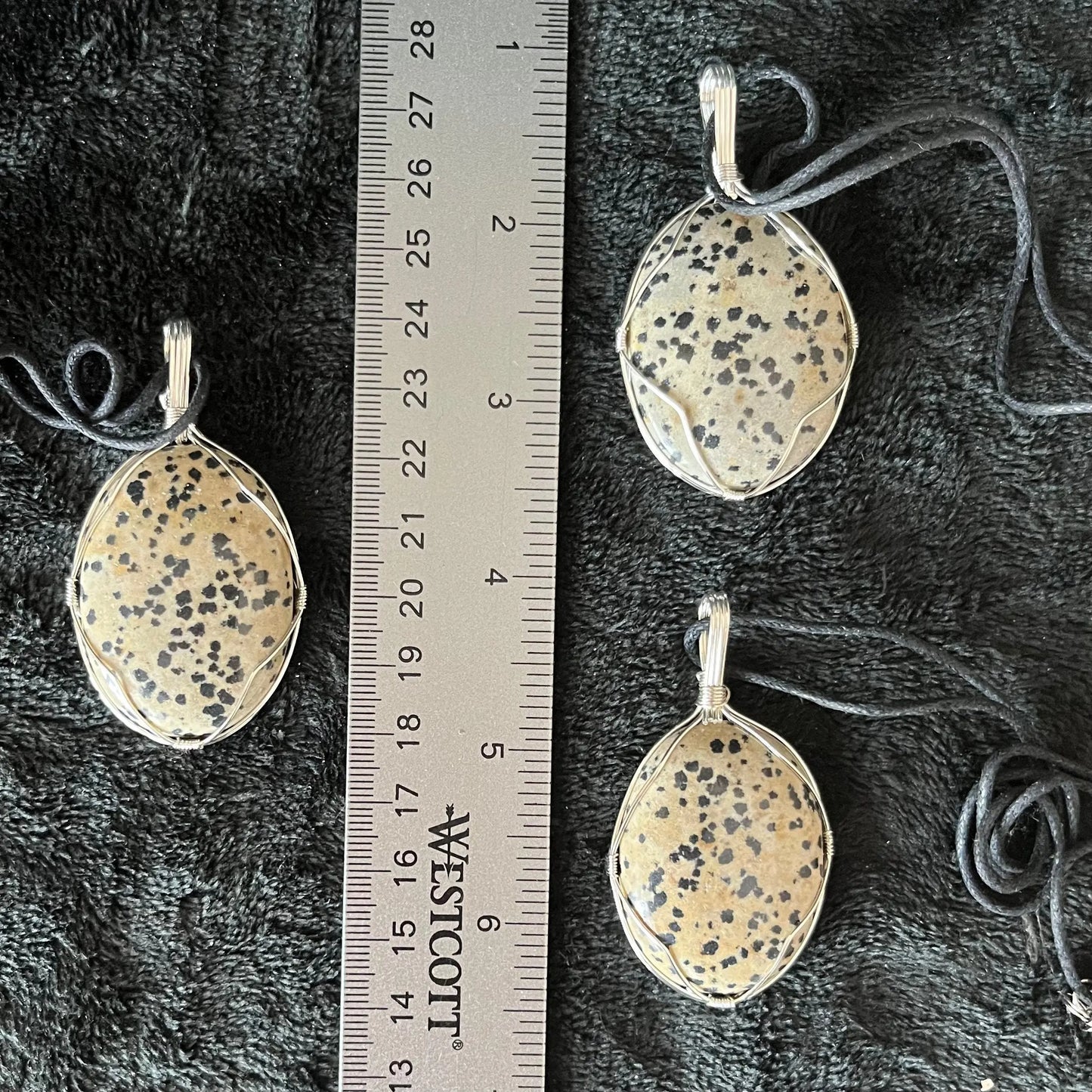 Dalmatian Jasper Worry Stone Wire Wrapped Necklace NCK-2966 Shop Wholesale Crystals
