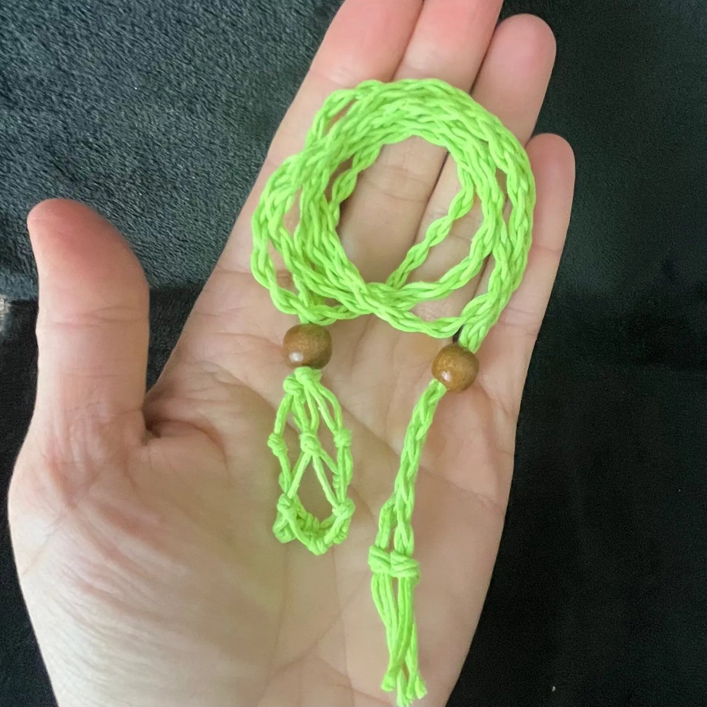 Bright Green Macrame Crystal Pouch Necklace, Adjustable (crystal not included) NCK-2995 Shop Wholesale Crystals