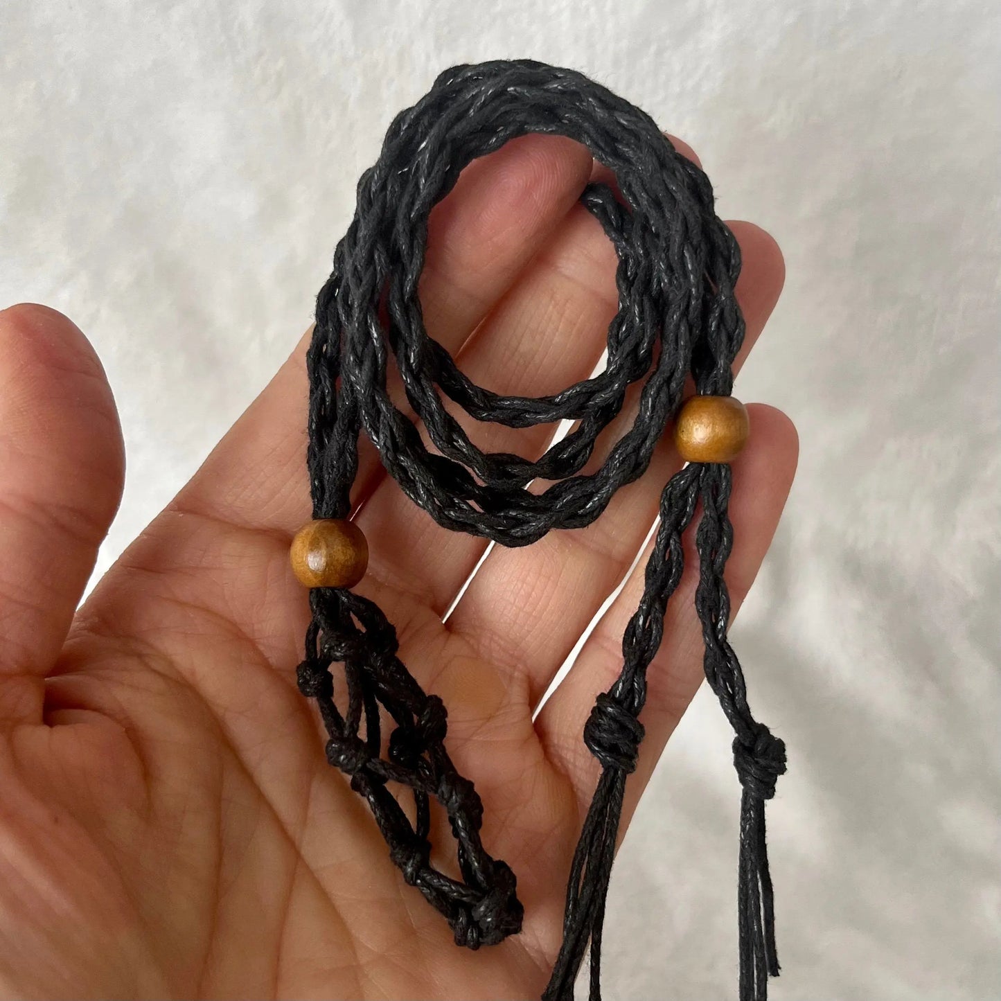 Black Macrame Crystal Pouch Necklace, Adjustable (crystal not included) NCK-2998 Shop Wholesale Crystals