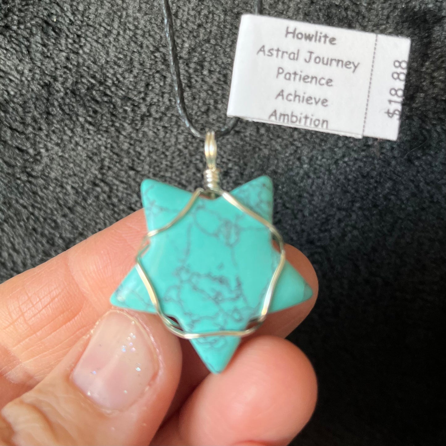 Blue Howlite Star Wire Wrapped Necklace WN-0240 - Shop Wholesale Crystals