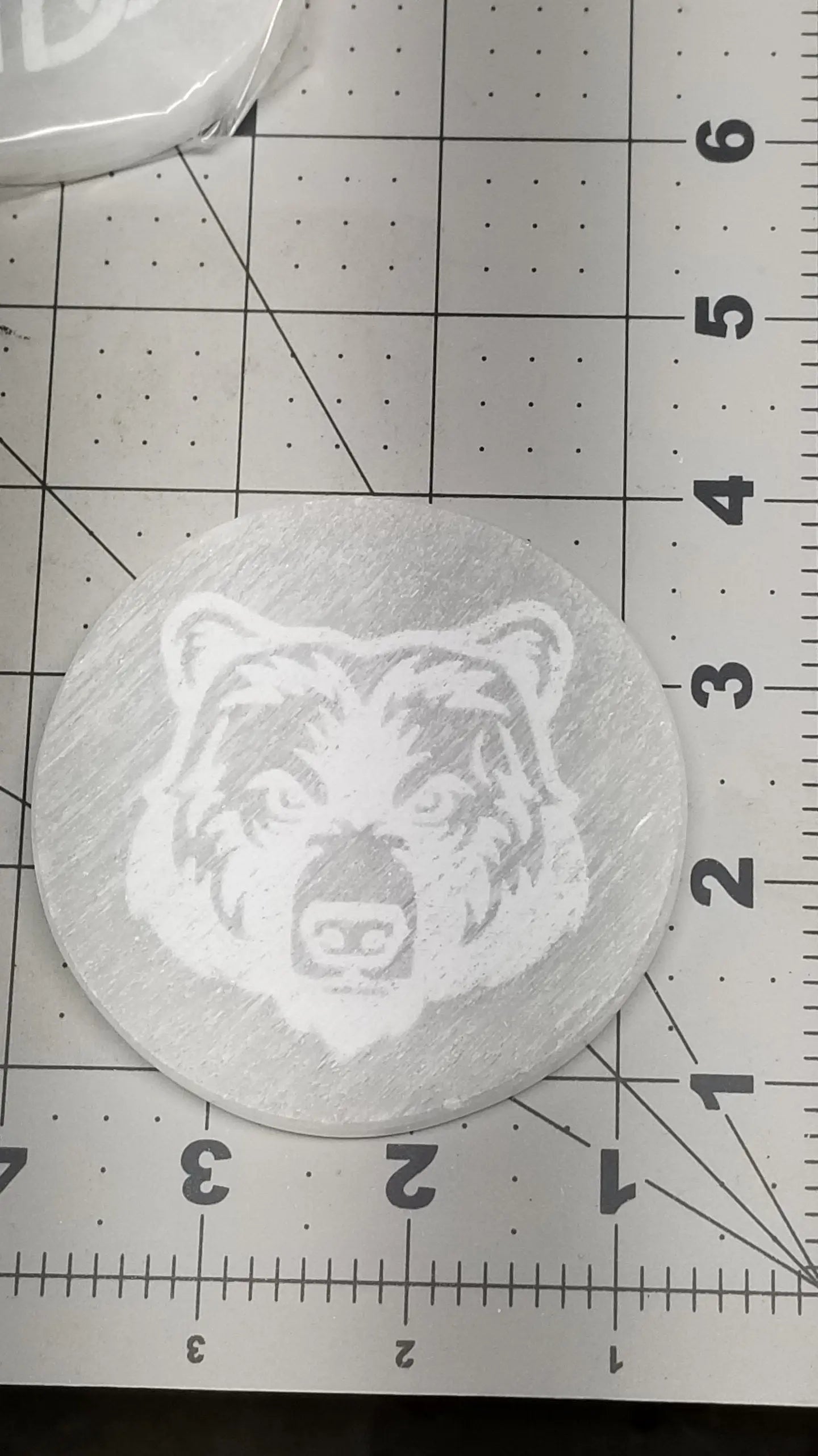 Selenite Carved Tile, Bear Carving (Approx 3")  Crystal Charging Plate, Supply for Grid SEL-0013 Shop Wholesale Crystals