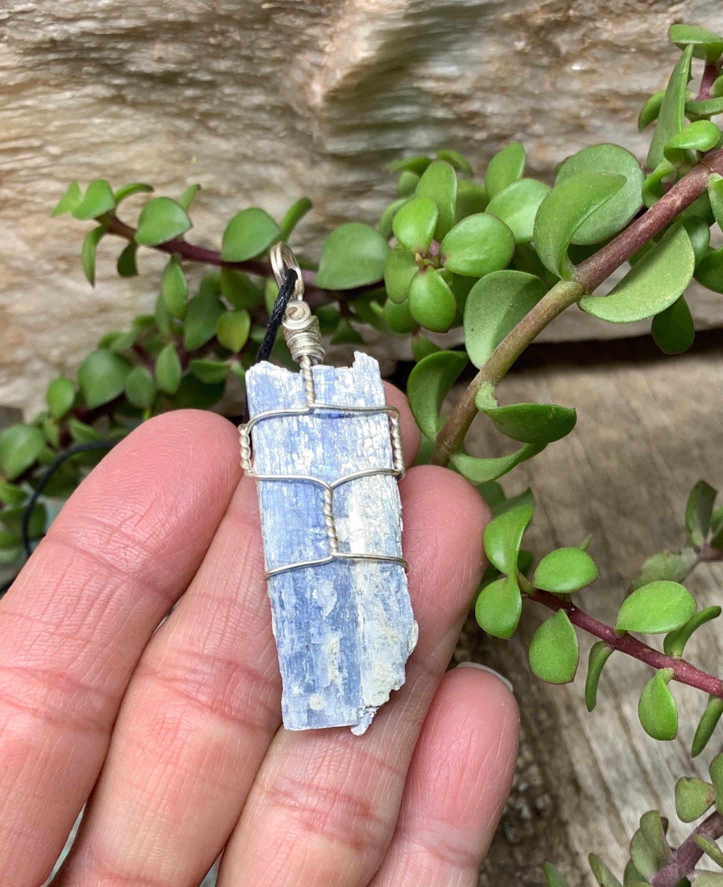 Blue Kyanite Necklace, Wire Wrapped, Hand Made, Beautiful, Abundance NCK-0395