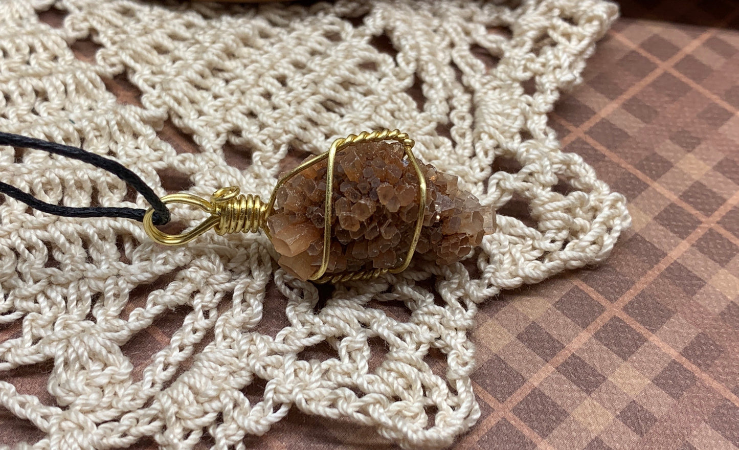 Aragonite Necklace, Wire Wrapped, Hand Made, Beautiful, Abundance NCK-0353