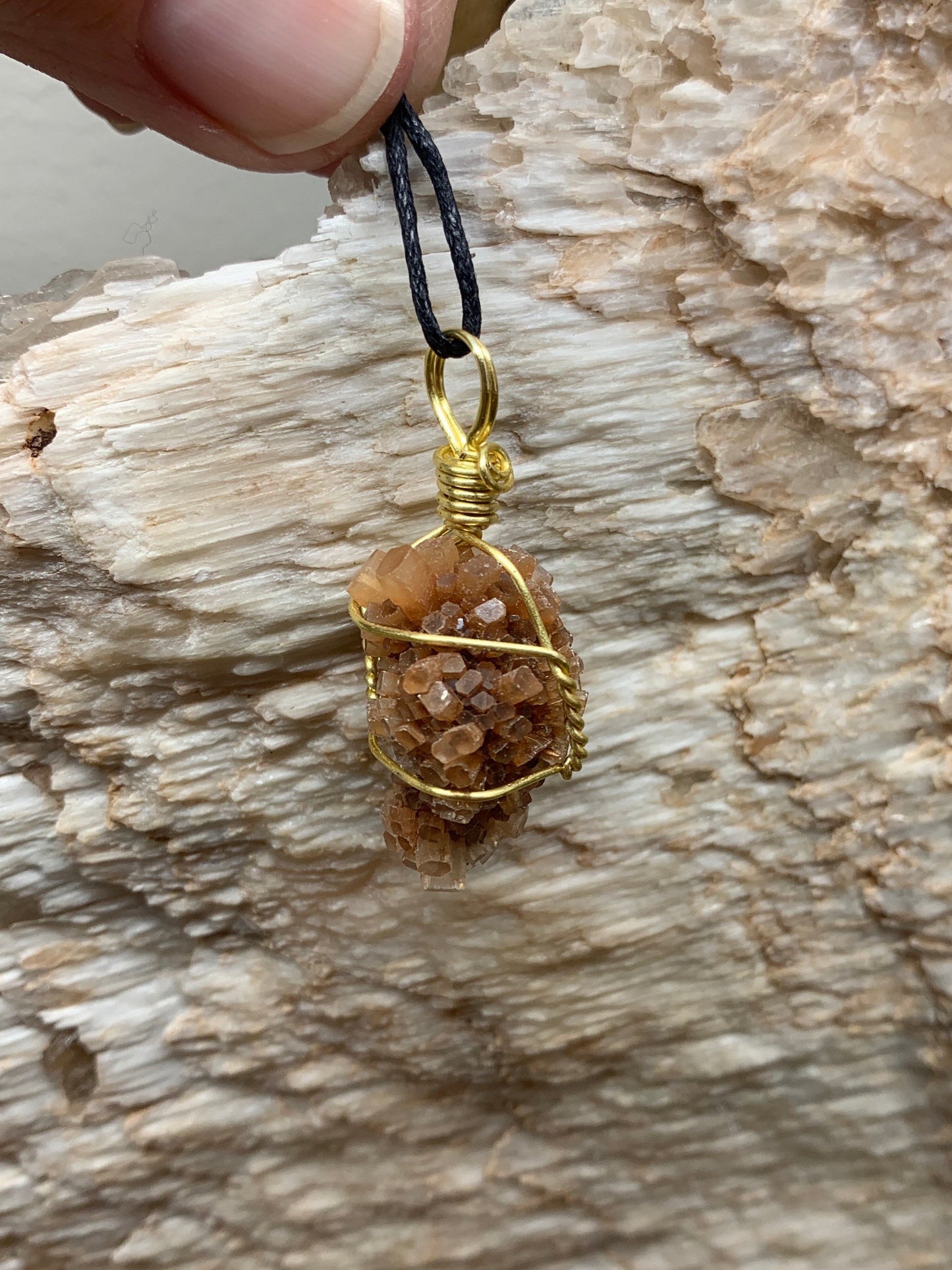 Aragonite Necklace, Wire Wrapped, Hand Made, Beautiful, Abundance NCK-0353