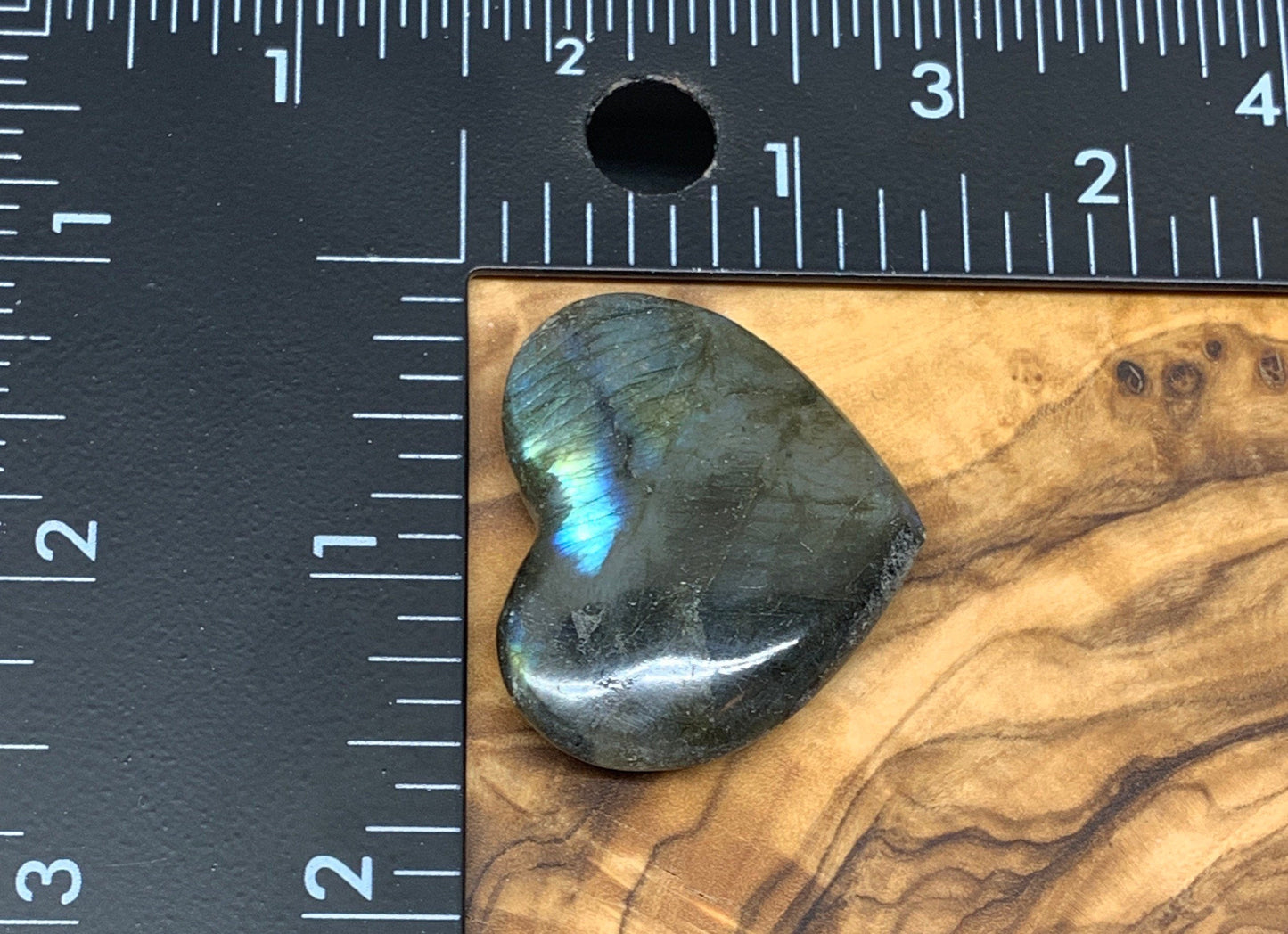 Labradorite Heart (Approx. 1 1/2” wide) Healing Iridescent Blue Feldspar, Flash, Stone for Wire Wrapping HRT-0154