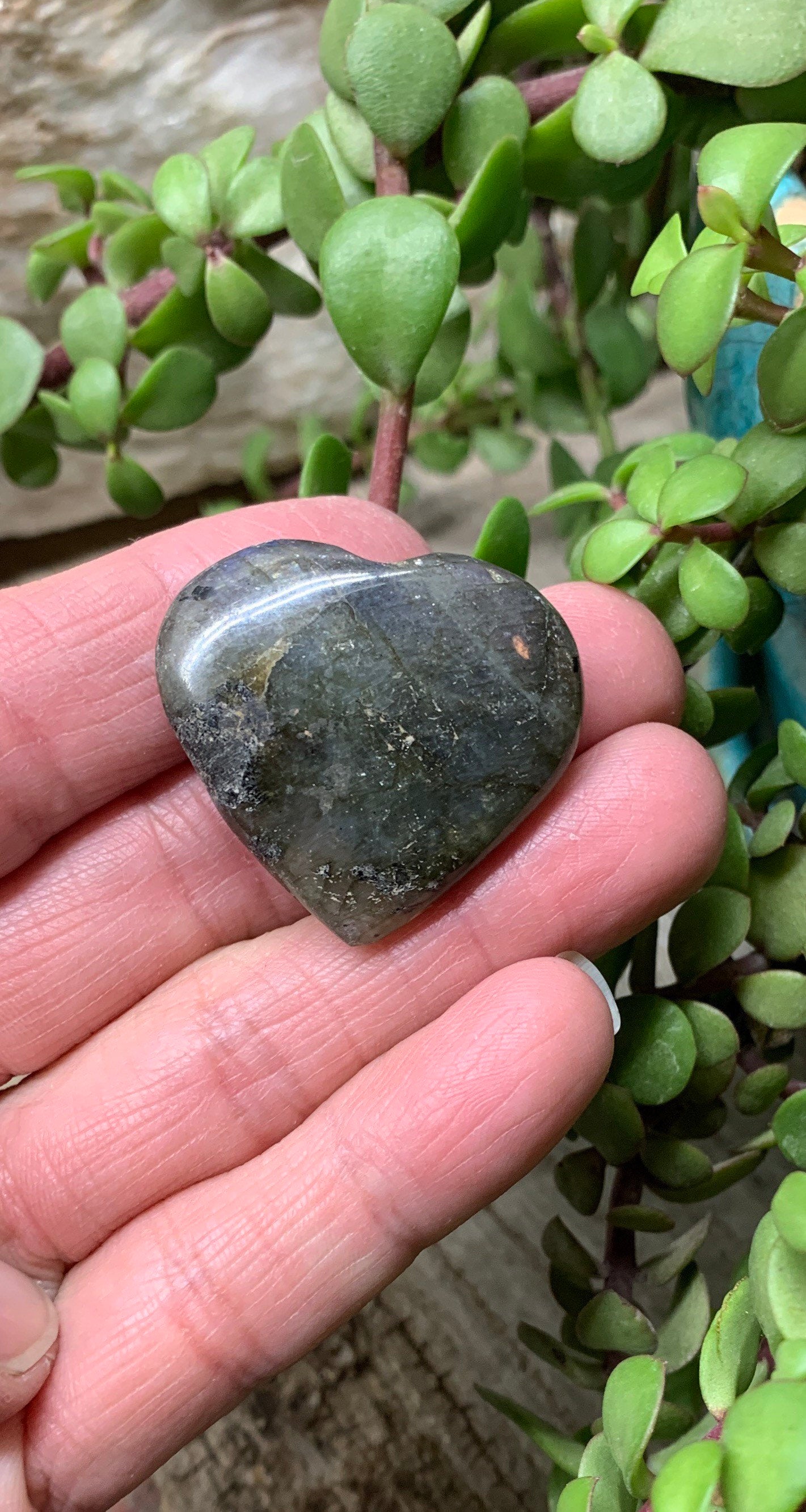 Labradorite Heart (Approx. 1 1/2” wide) Healing Iridescent Blue Feldspar, Flash, Stone for Wire Wrapping HRT-0089