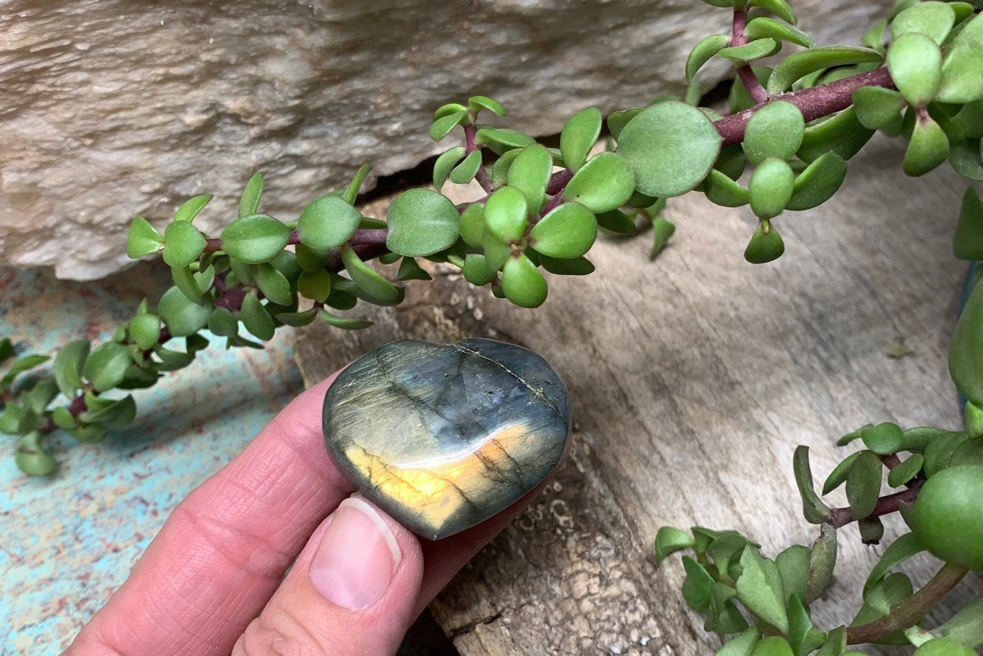 Labradorite Heart (Approx. 1 1/2” wide) Healing Iridescent Blue Feldspar, Flash, Stone for Wire Wrapping HRT-0086 Shop Wholesale Crystals