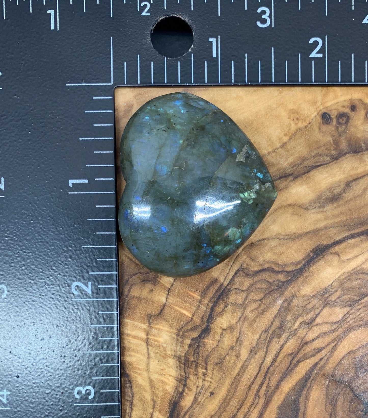 Labradorite Heart (Approx. 1 3/4” wide) Healing Iridescent Blue Feldspar, Flash, Stone for Wire Wrapping HRT-0079