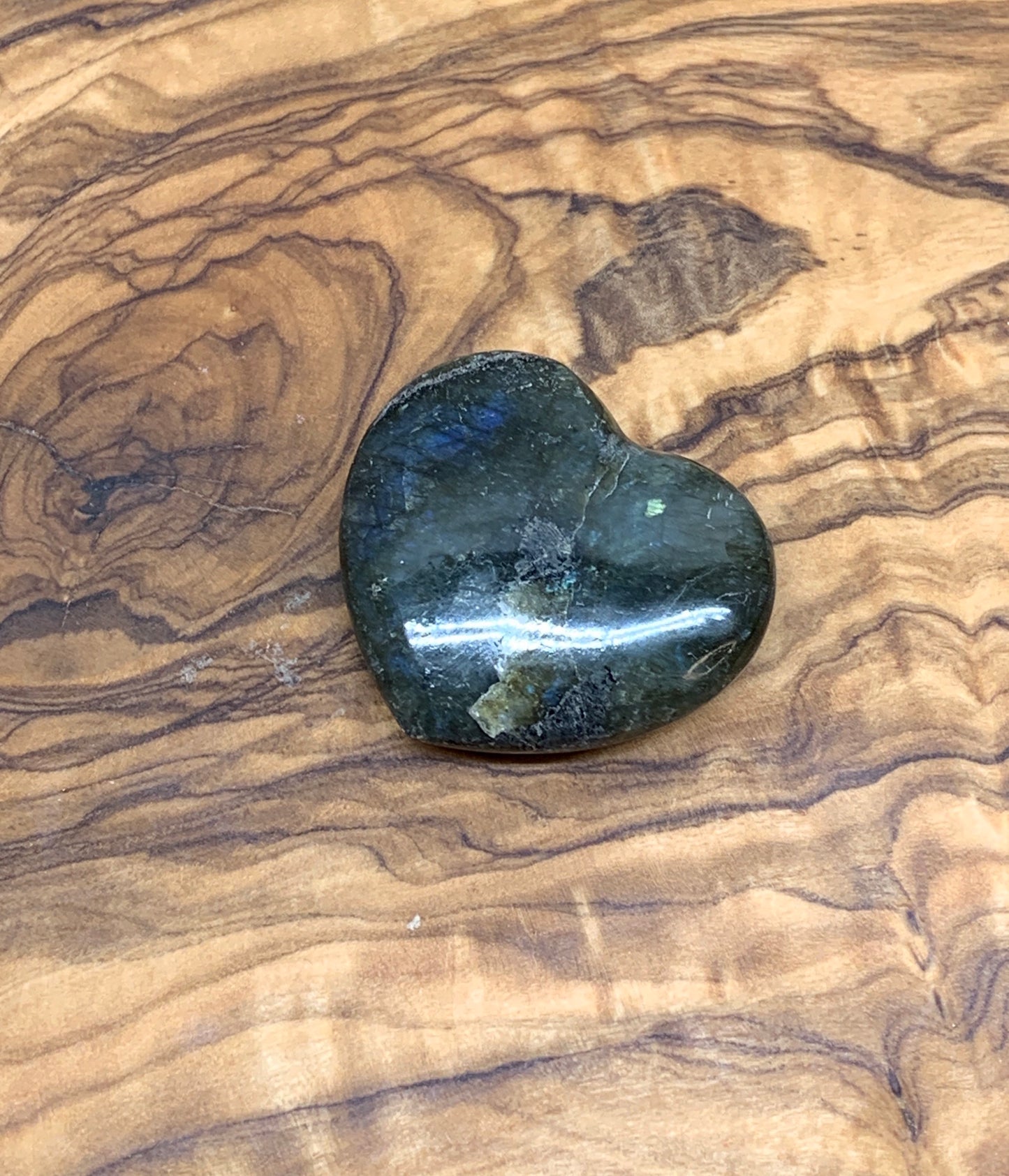 Labradorite Heart (Approx. 1 1/2” wide) Healing Iridescent Blue Feldspar, Flash, Stone for Wire Wrapping HRT-0069