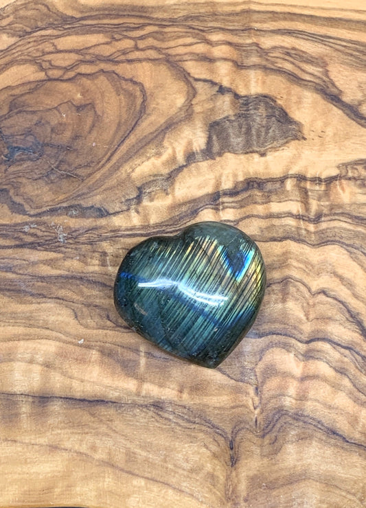 Labradorite Heart (Approx. 1 1/4” wide) Healing Iridescent Blue Feldspar, Flash, Stone for Wire Wrapping HRT-0055