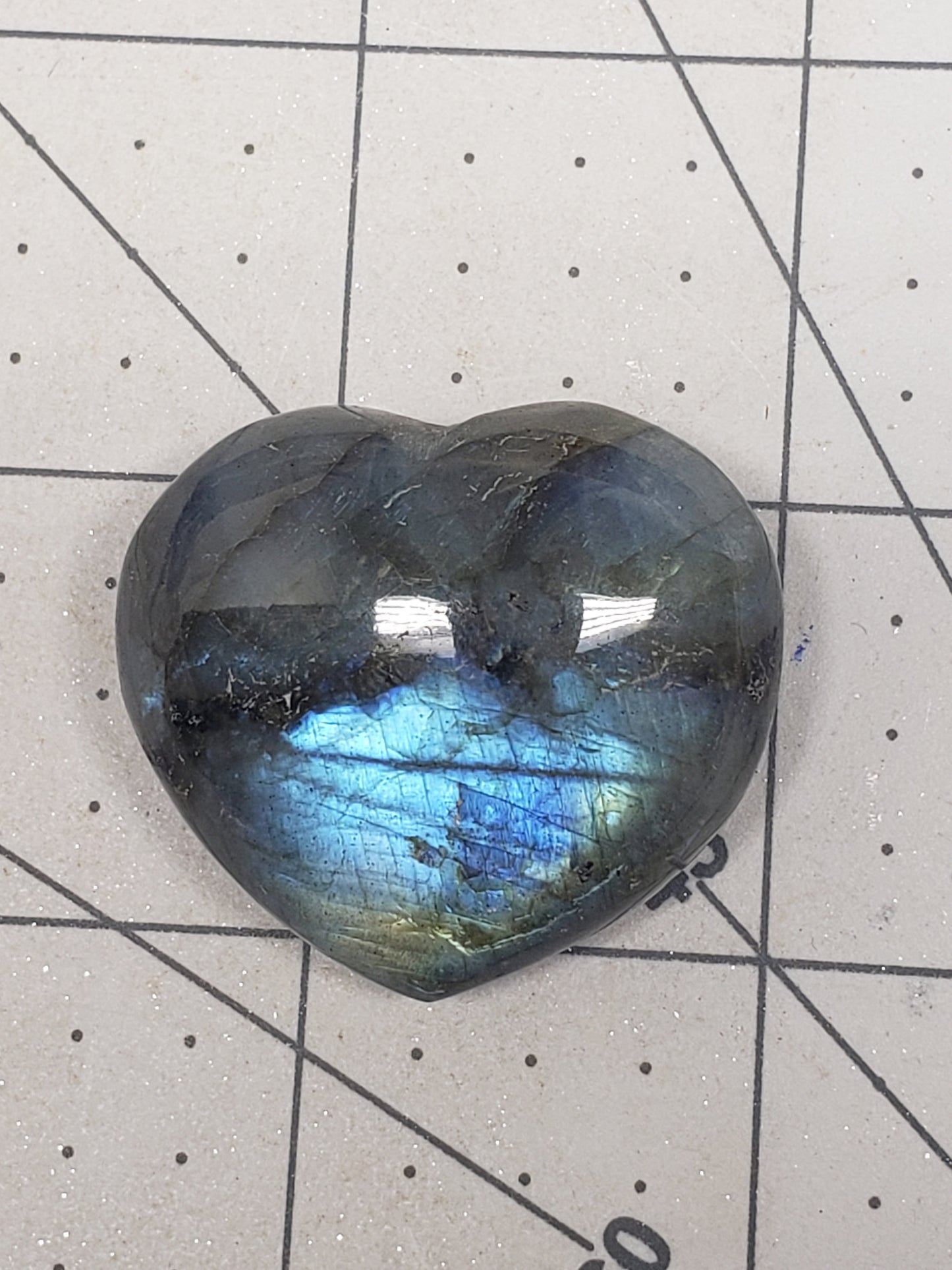 Labradorite Heart (Approx. 1 1/2" wide) Healing Iridescent Blue Feldspar, Flash, Stone for Wire Wrapping HRT-0047