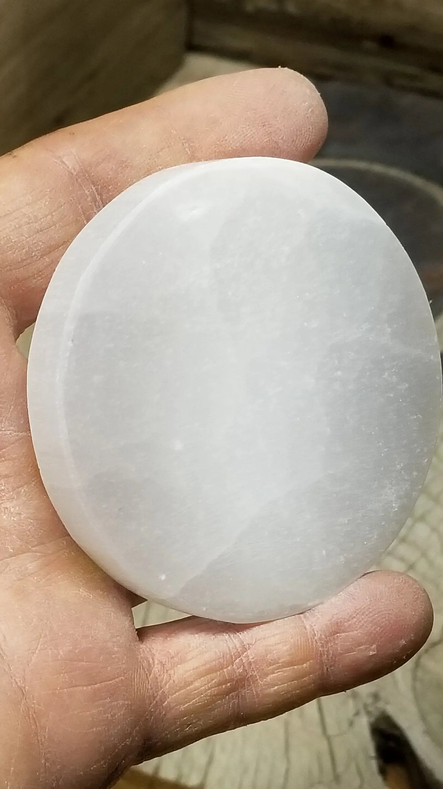 Selenite Carved Tile, Two Wolves Carving (Approx 3 1/4")  Crystal Charging Plate, Supply for Grid SEL-0014 Shop Wholesale Crystals