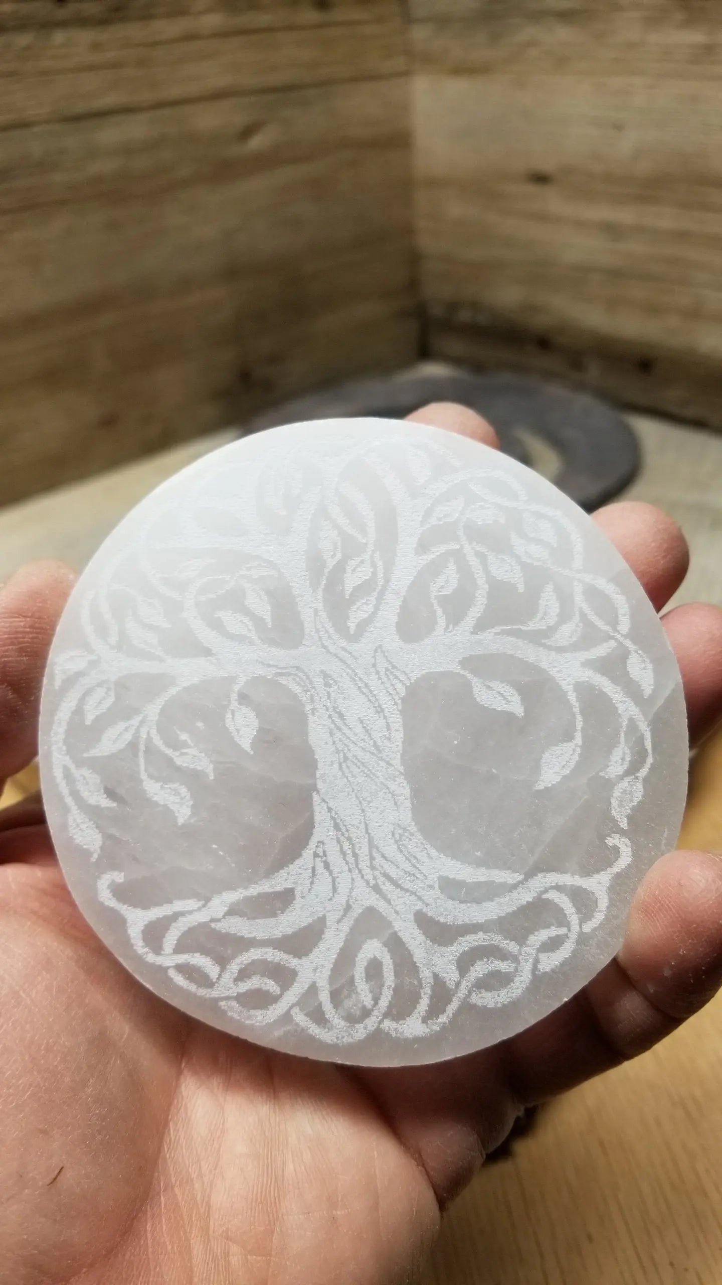 Selenite Carved Square Tile, Tree of Life Carving (Approx 4")  Crystal Charging Plate, Supply for Grid SEL-0033 Shop Wholesale Crystals