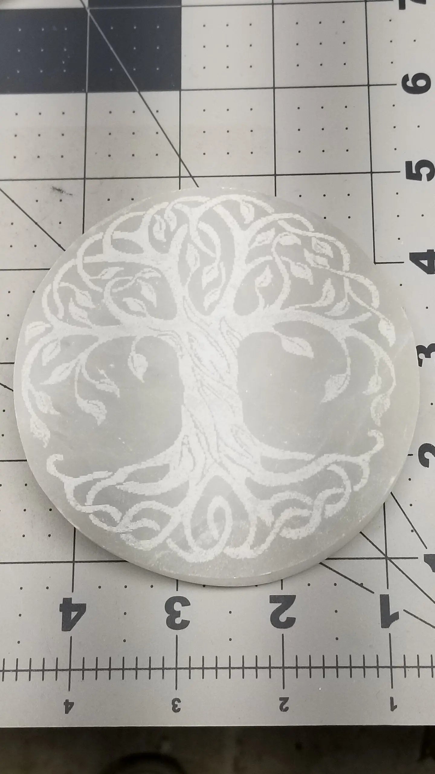 Selenite Carved Square Tile, Tree of Life Carving (Approx 4")  Crystal Charging Plate, Supply for Grid SEL-0033 Shop Wholesale Crystals