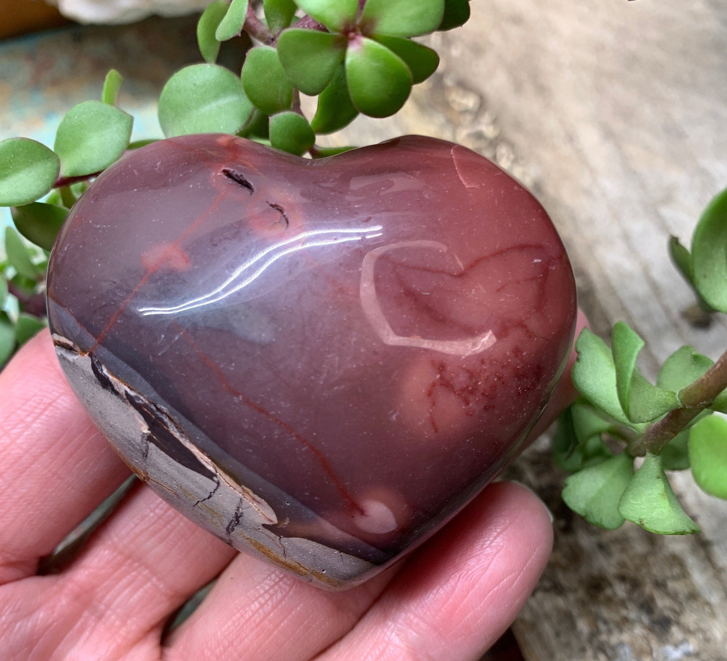 Mookaite Jasper Puffy Heart (Approx. 2 1/4”)  Grounding, Protective, Manifesting, Gift Item HRT-0221