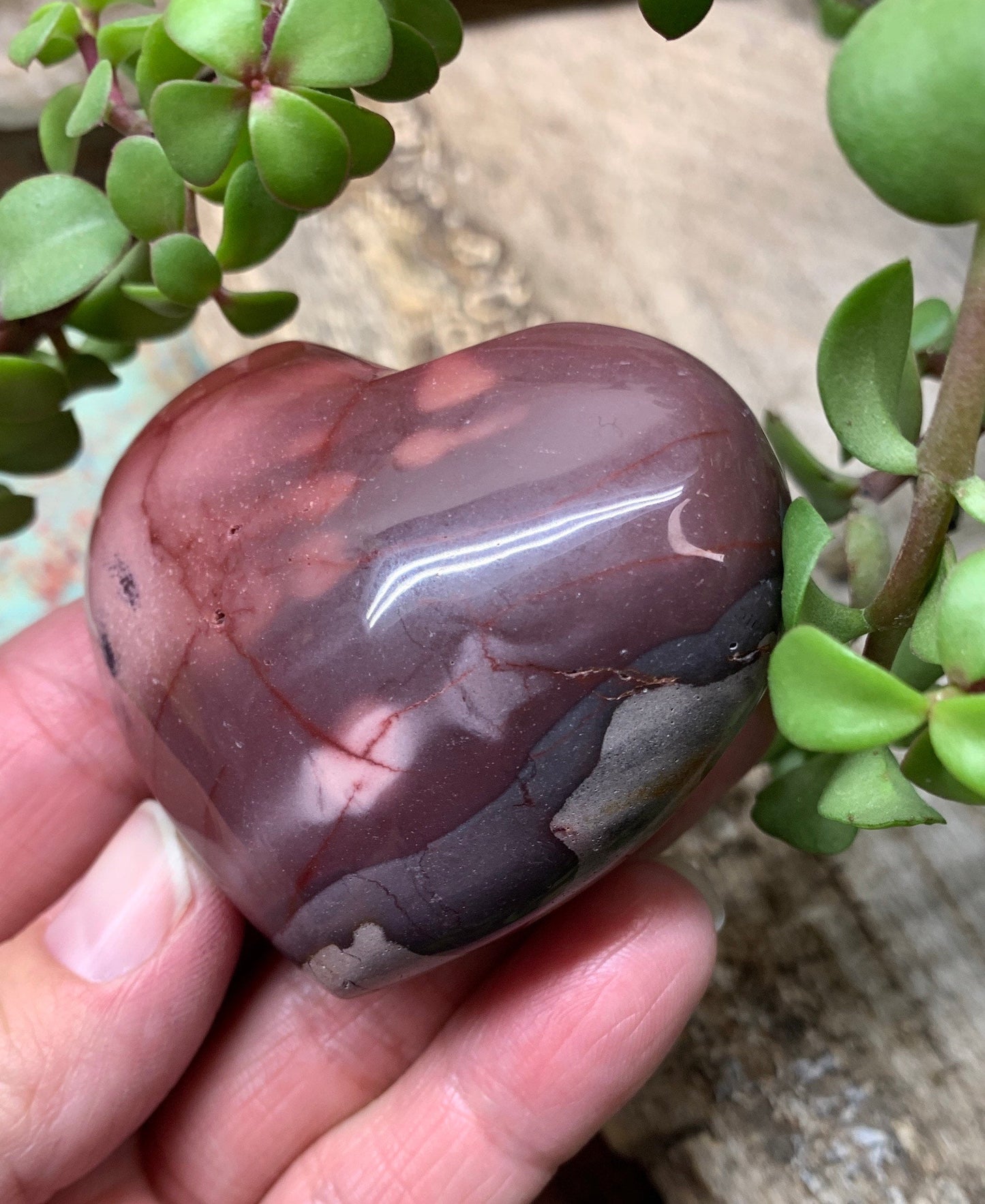 Mookaite Jasper Puffy Heart (Approx. 2 1/4”)  Grounding, Protective, Manifesting, Gift Item HRT-0221