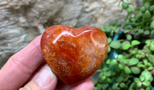 Carnelian Agate Quartz Puffy Heart, Beautiful, Polished, Creativity Stone, Passion, Manifesting Abundance (Approx. 2”)   HRT-0266