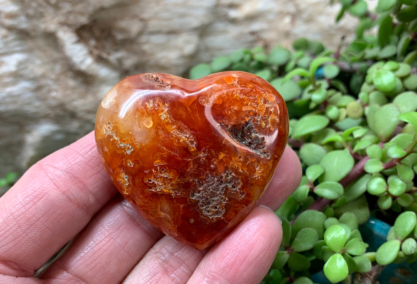 Carnelian Agate Quartz Puffy Heart, Beautiful, Polished, Creativity Stone, Passion, Manifesting Abundance (Approx. 2”)   HRT-0266